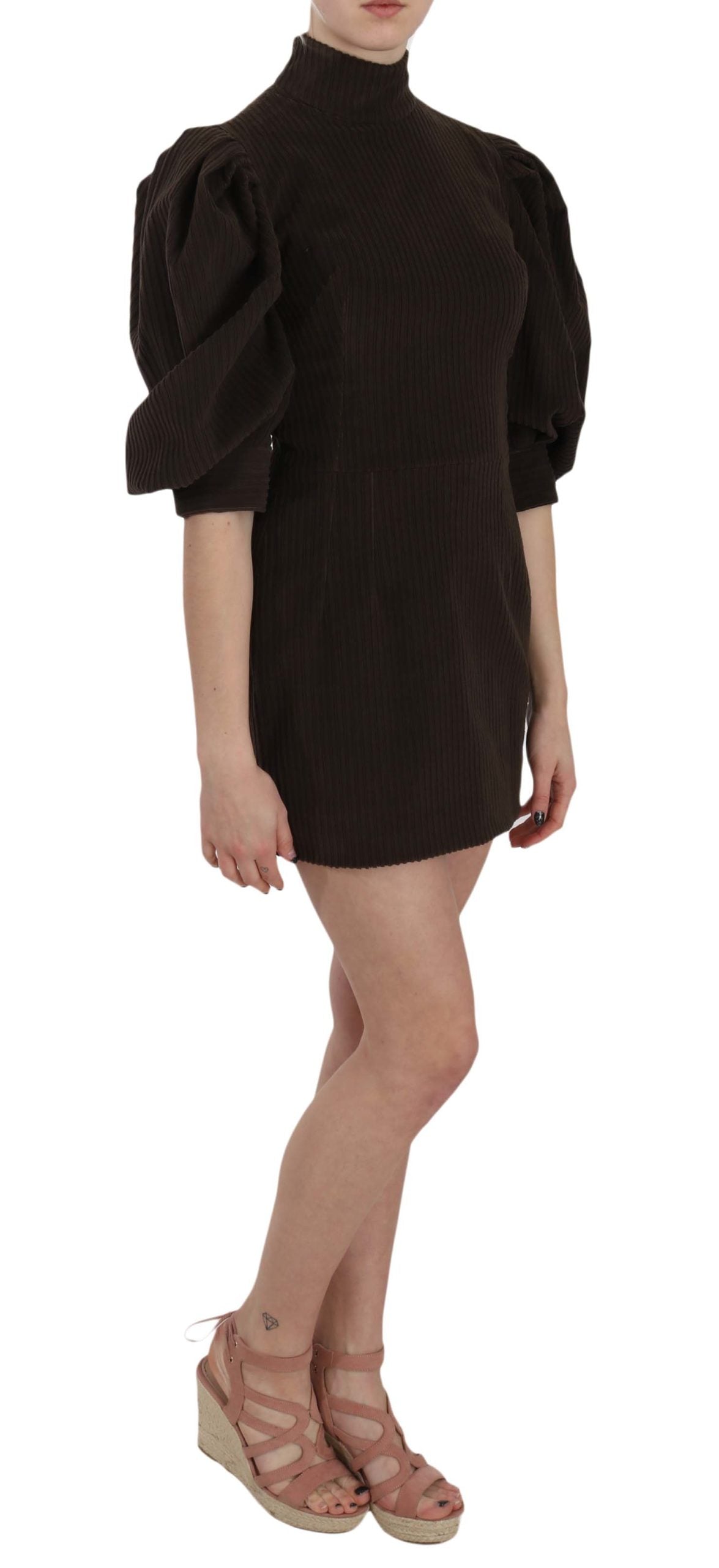 Chic Brown Corduroy Bodycon Mini Dress