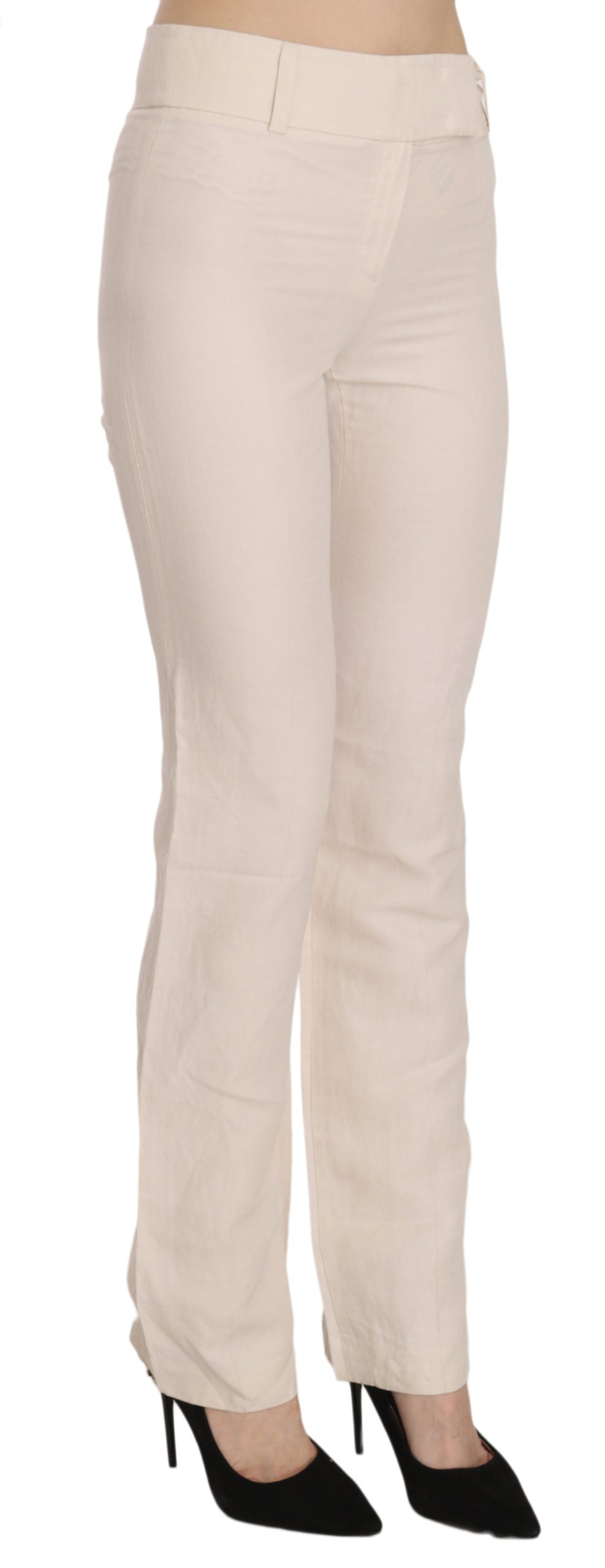 Elevated White High Waist Flared Trousers - GlamHub Luxury and Icon Brand Clothing