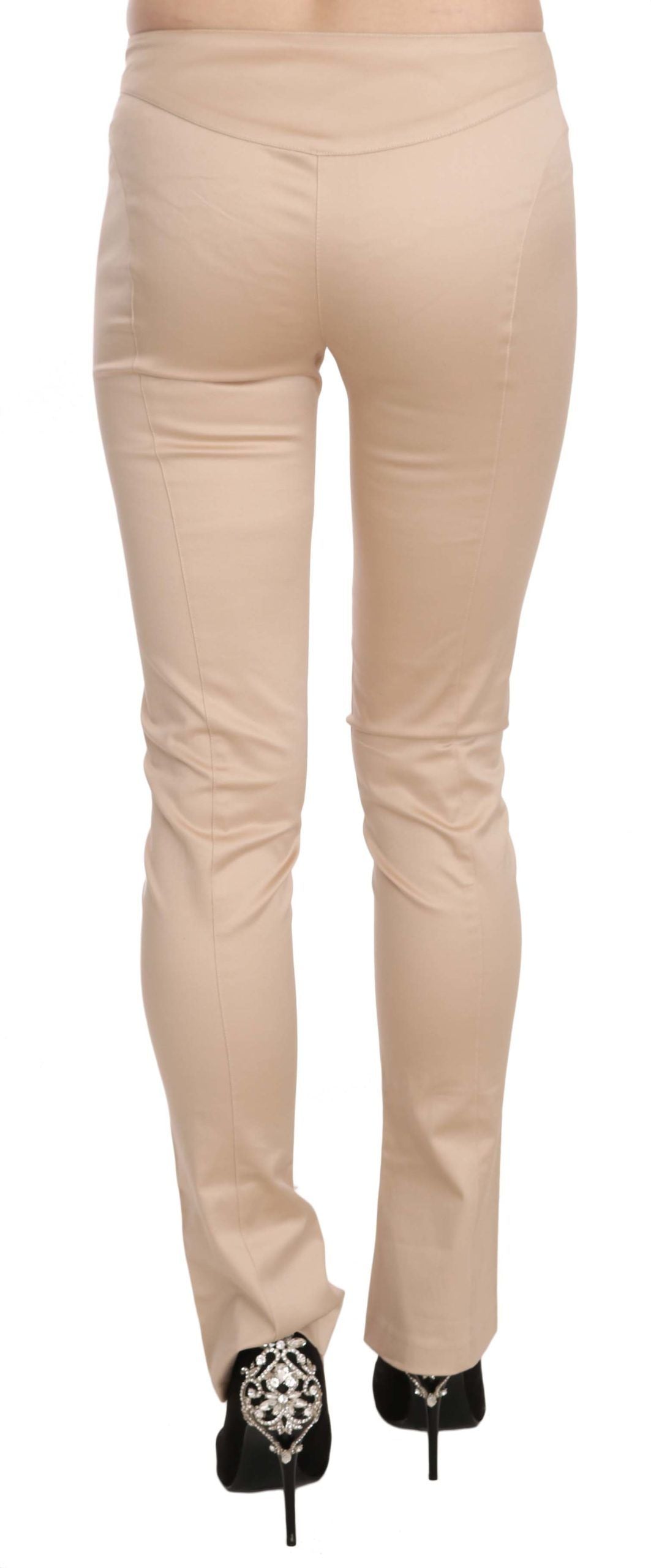 Elegant Cream Low Waist Skinny Trousers - GLAMHUB BOUTIQUE 