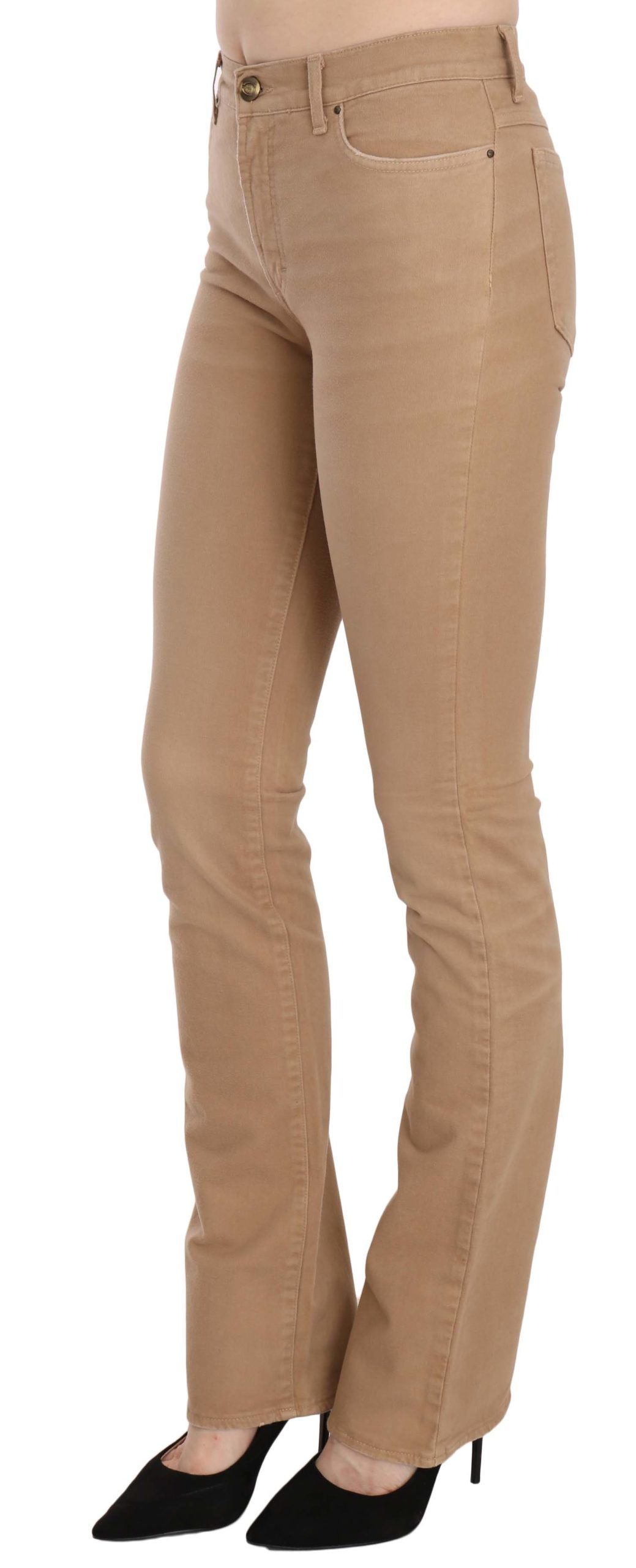 Chic Brown Mid Waist Skinny Trousers - GLAMHUB BOUTIQUE 