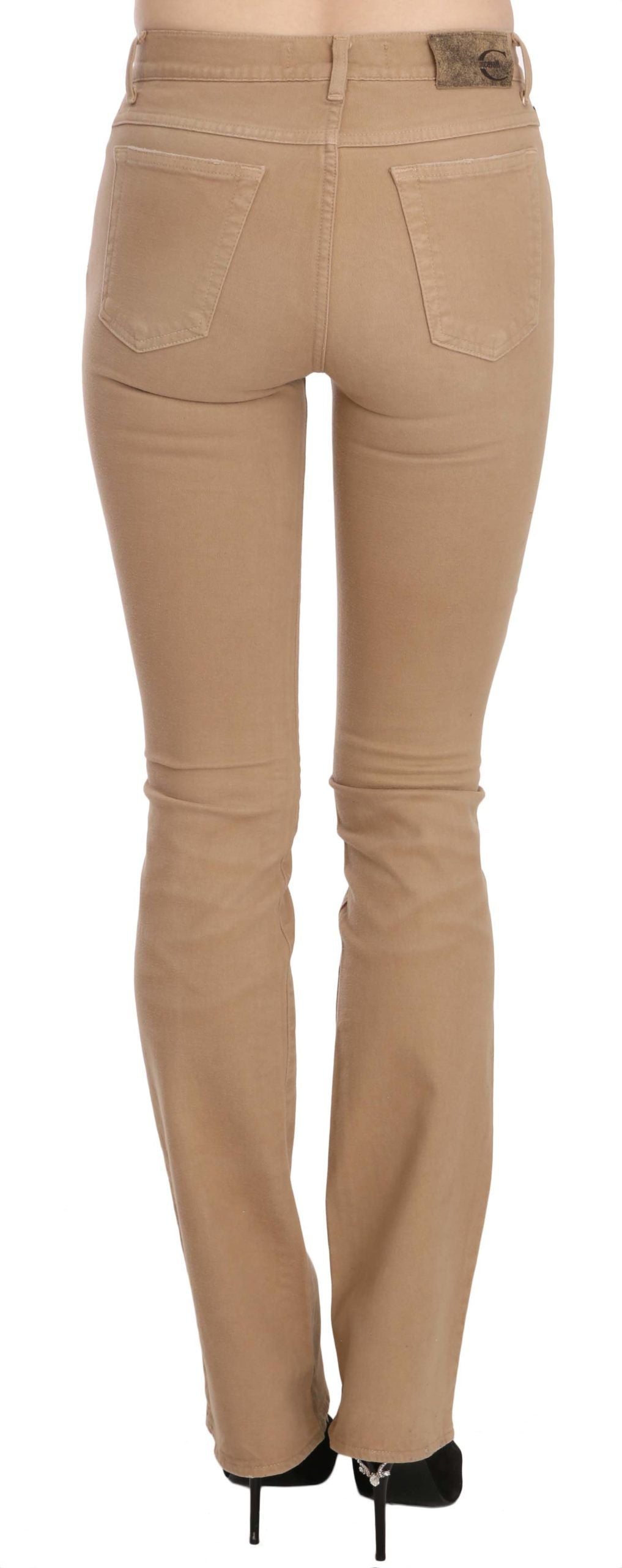 Chic Brown Mid Waist Skinny Trousers - GLAMHUB BOUTIQUE 