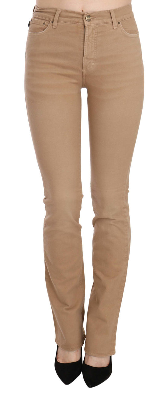 Chic Brown Mid Waist Skinny Trousers - GLAMHUB BOUTIQUE 