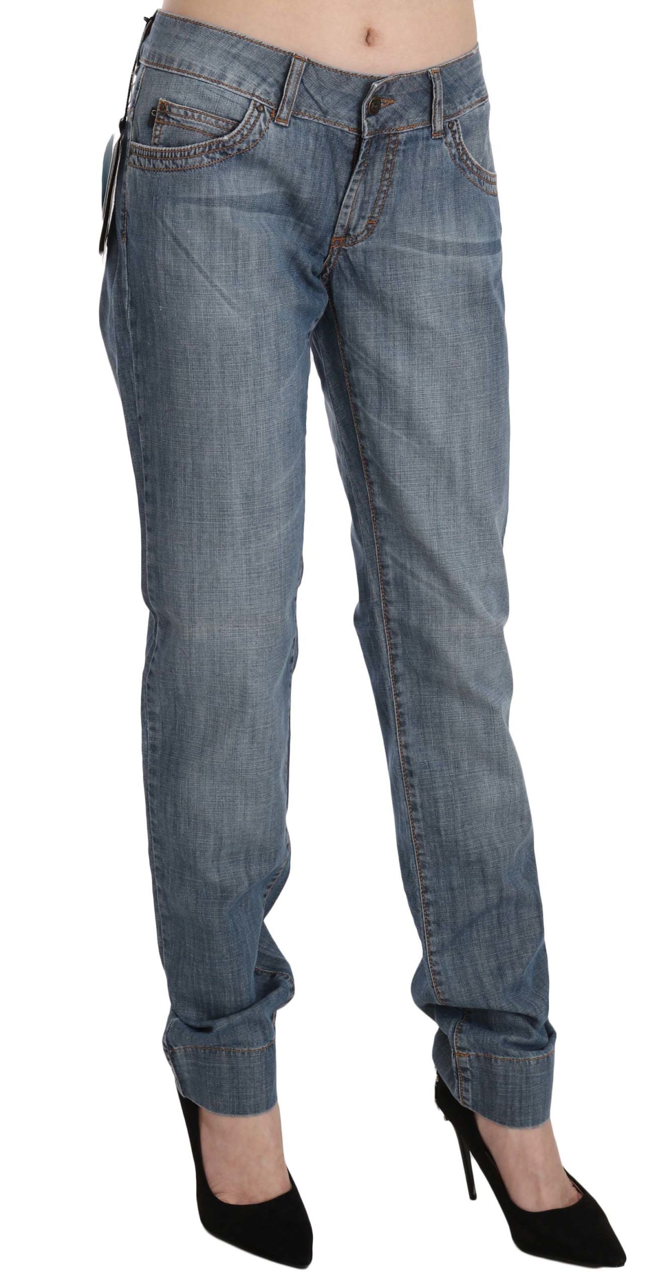 Chic Blue Washed Slim Fit Denim Jeans - GLAMHUB BOUTIQUE 