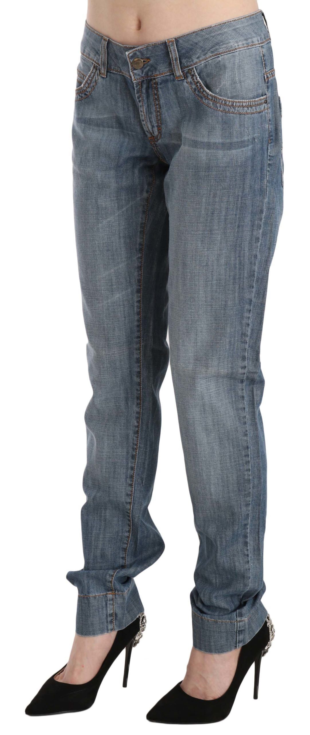 Chic Blue Washed Slim Fit Denim Jeans - GLAMHUB BOUTIQUE 