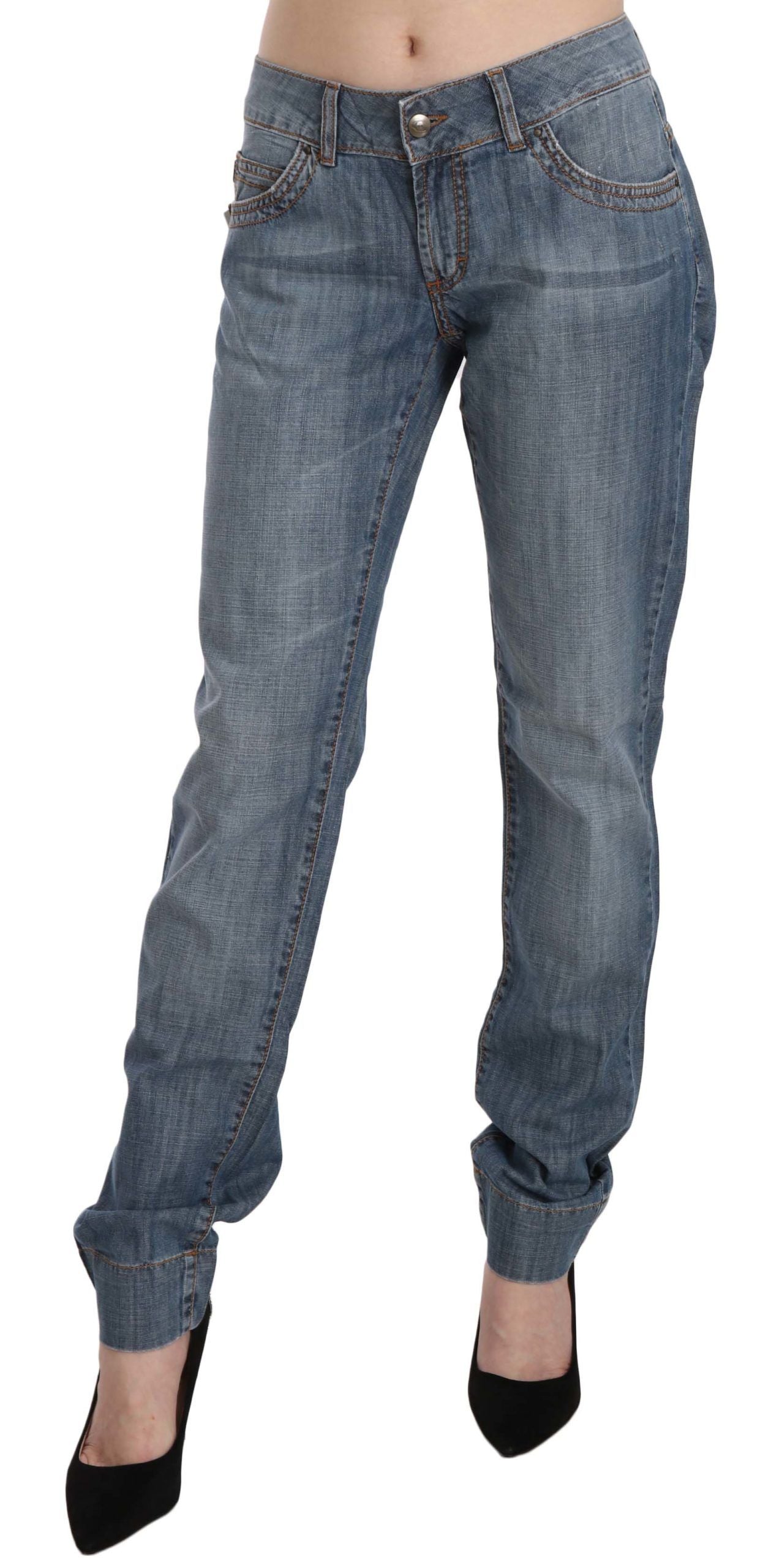 Chic Blue Washed Slim Fit Denim Jeans - GLAMHUB BOUTIQUE 