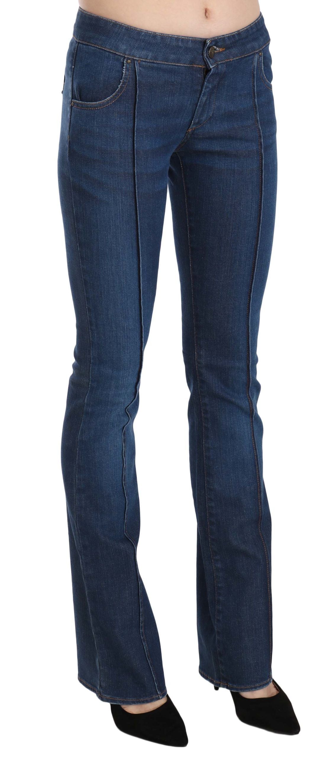 Chic Blue Washed Boot Cut Denim Pants - GLAMHUB BOUTIQUE 