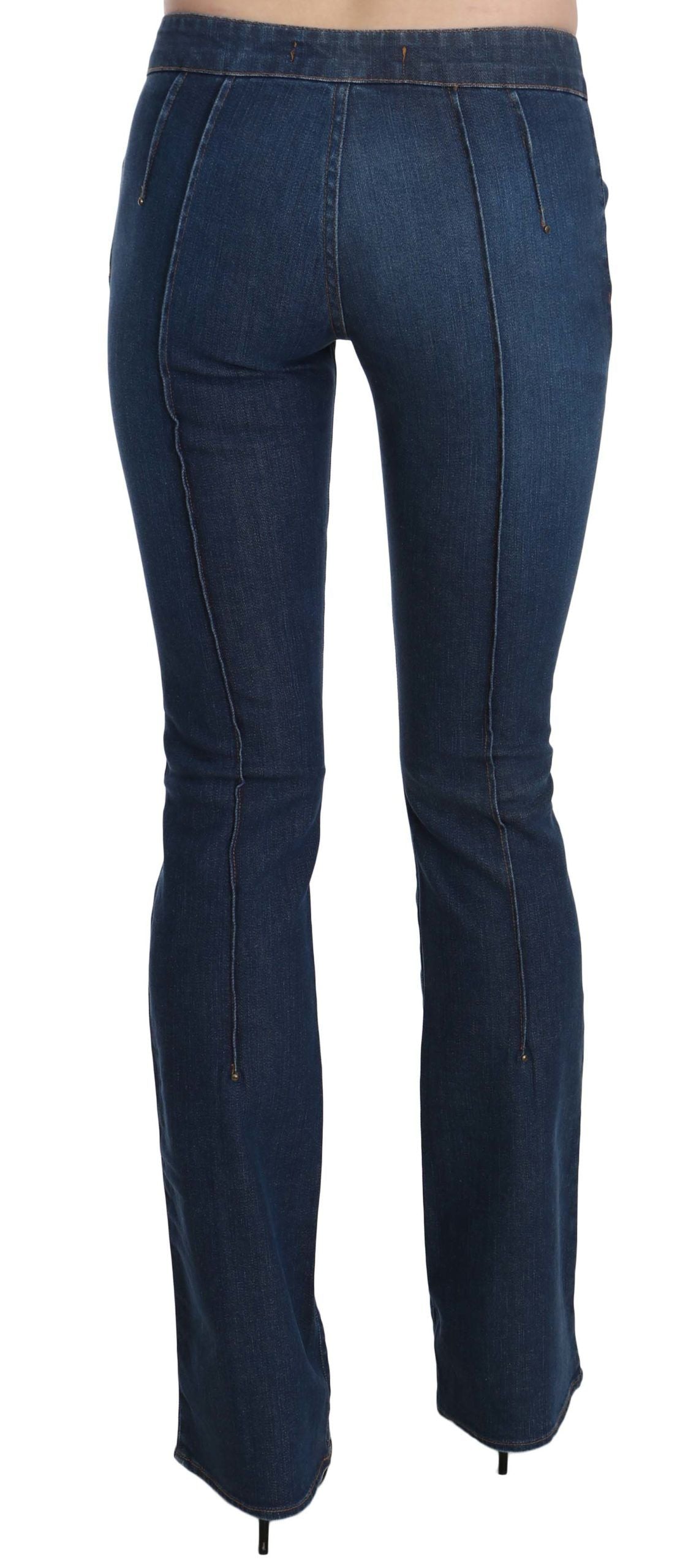 Chic Blue Washed Boot Cut Denim Pants - GLAMHUB BOUTIQUE 