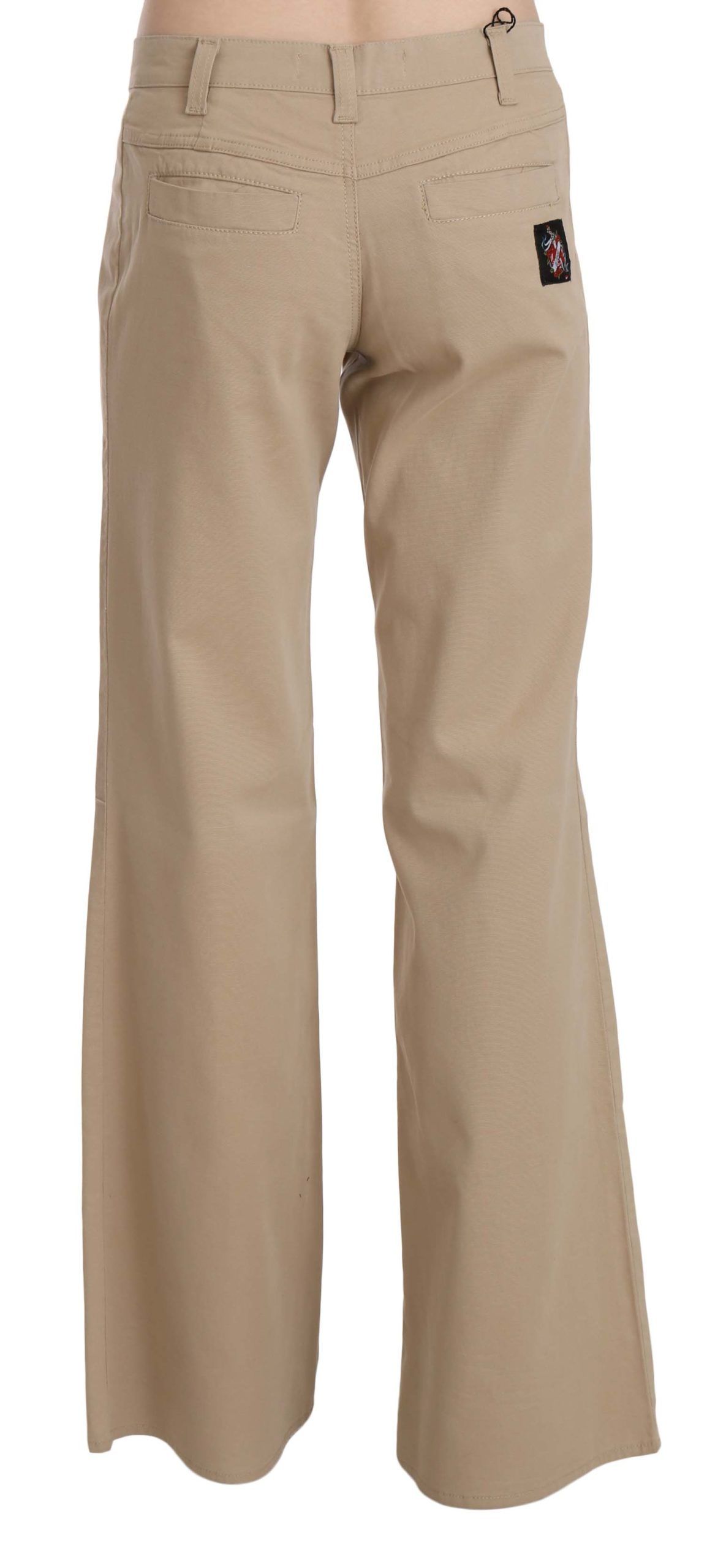 Beige Mid Waist Flared Luxury Trousers - GLAMHUB BOUTIQUE 