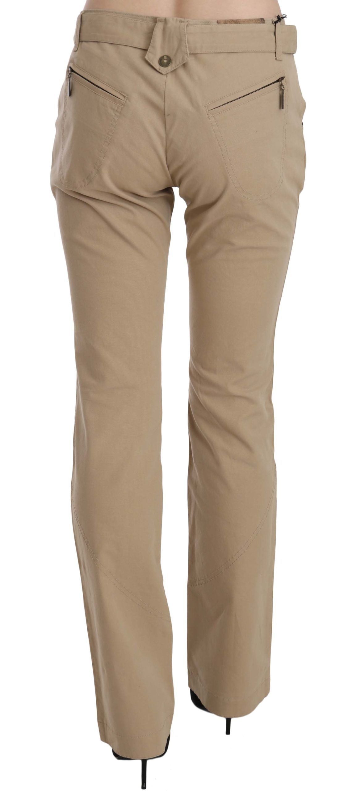 Beige Mid Waist Straight Leg Pants - GLAMHUB BOUTIQUE 