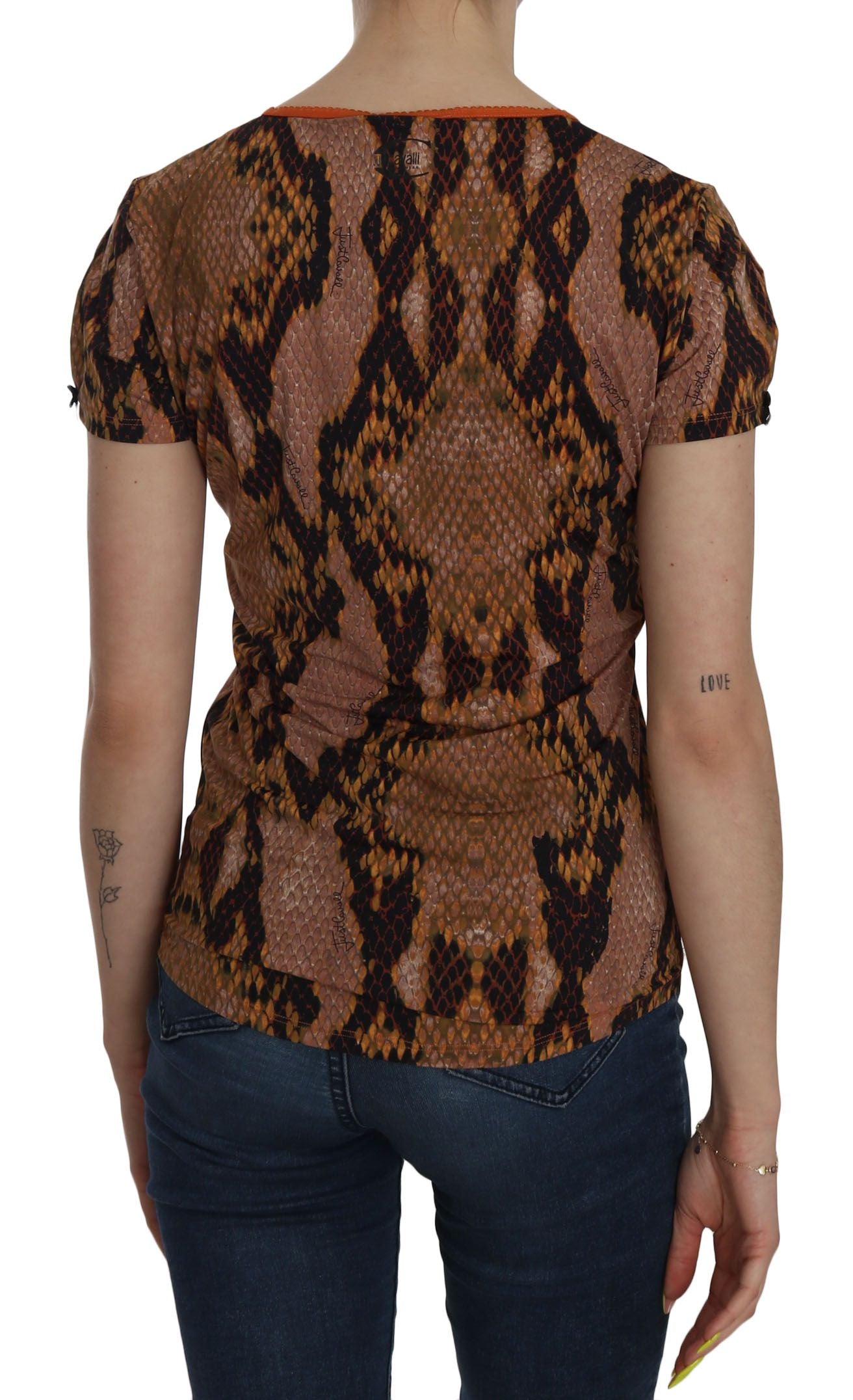 Alluring Brown Snake Skin Pattern Blouse - GLAMHUB BOUTIQUE 