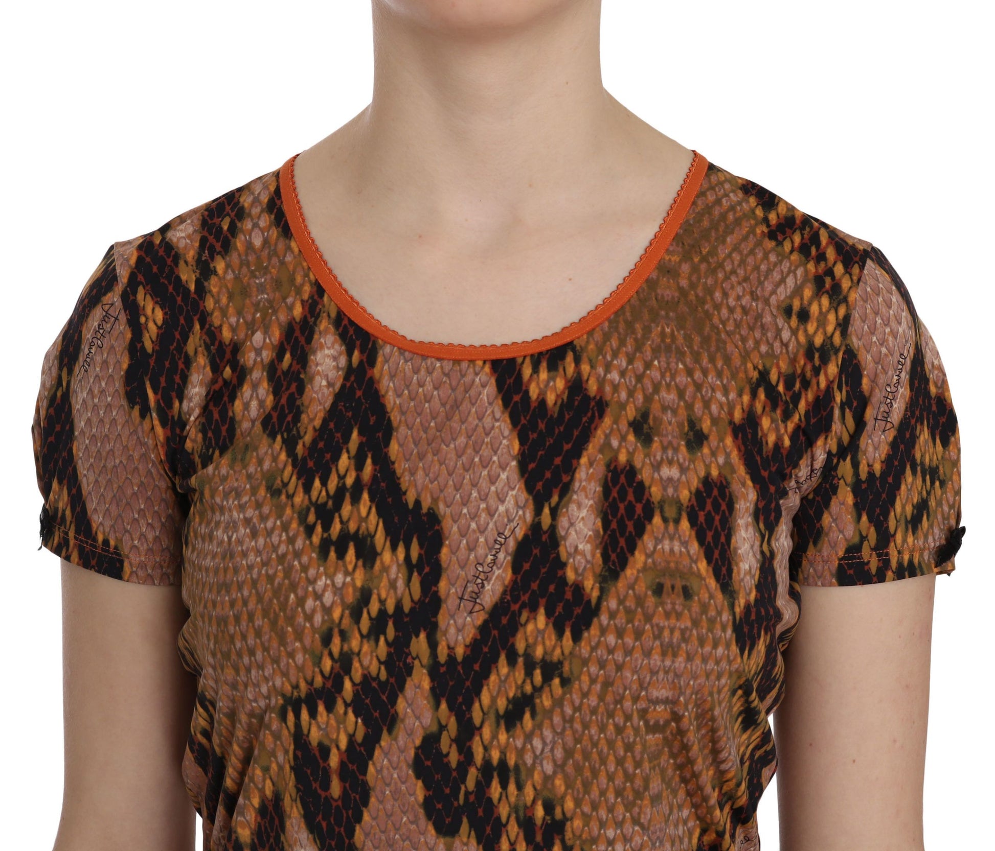 Alluring Brown Snake Skin Pattern Blouse - GLAMHUB BOUTIQUE 