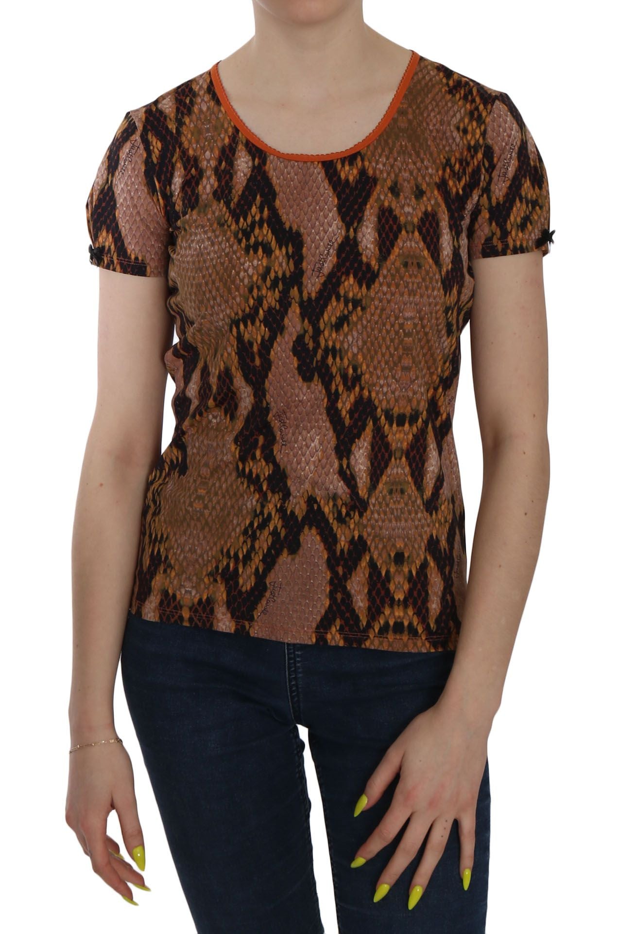 Alluring Brown Snake Skin Pattern Blouse - GLAMHUB BOUTIQUE 