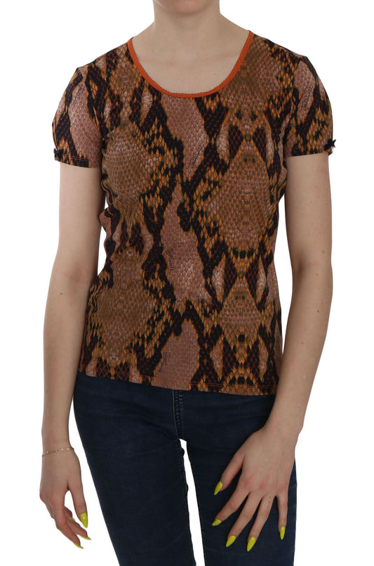 Alluring Brown Snake Skin Pattern Blouse - GLAMHUB BOUTIQUE 