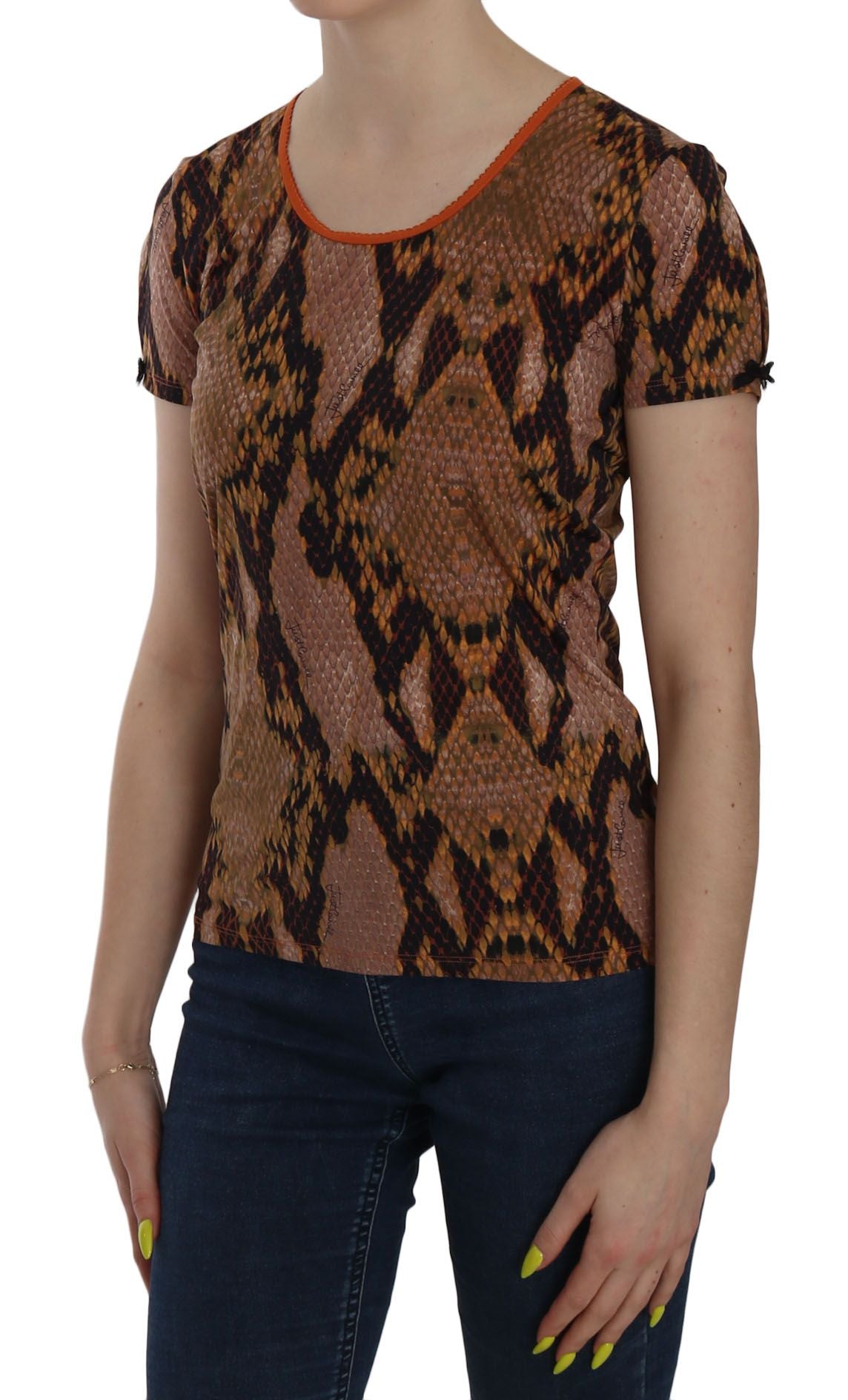 Alluring Brown Snake Skin Pattern Blouse - GLAMHUB BOUTIQUE 