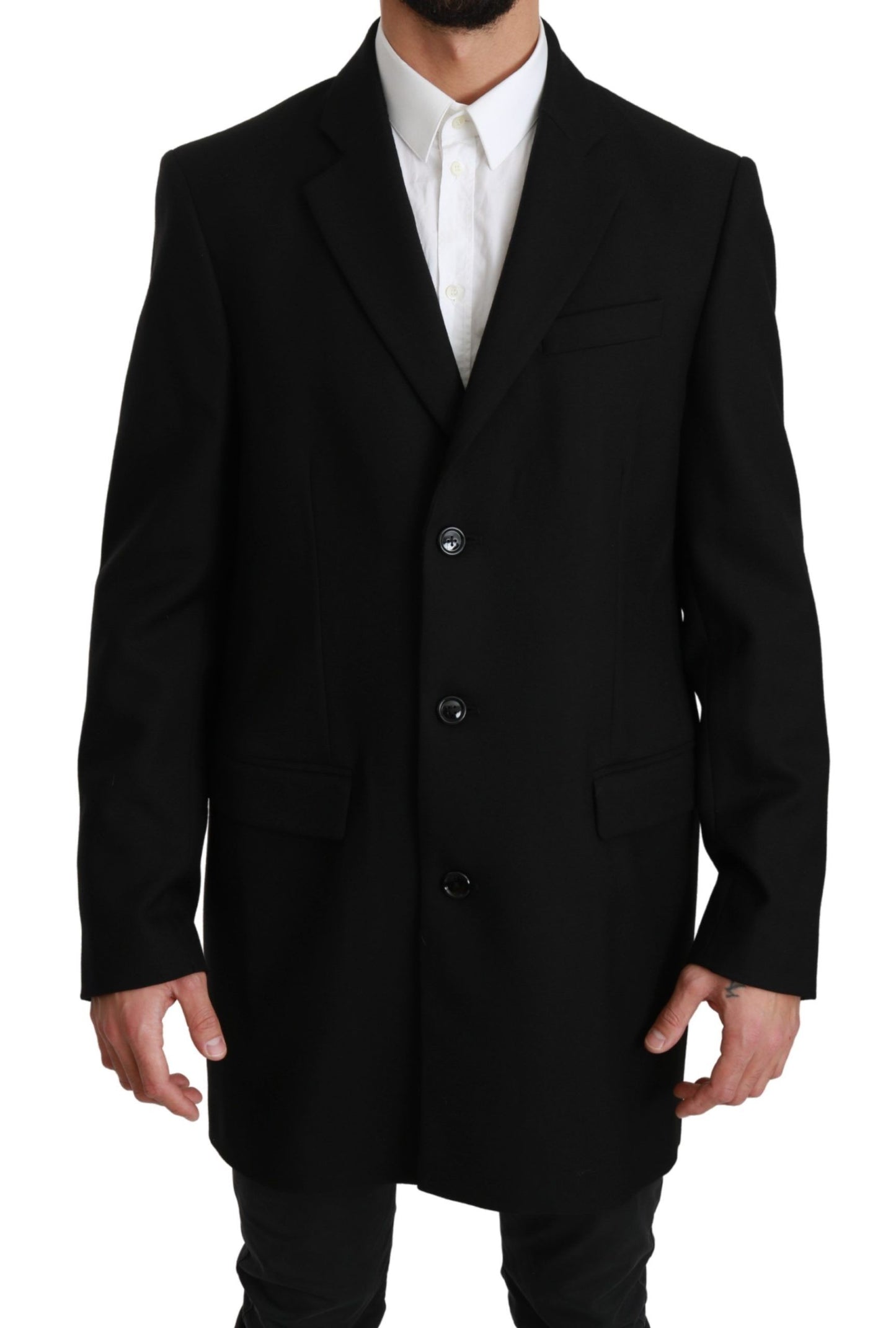 Elegant Black Wool Formal Blazer - GlamHub Luxury and Icon Brand Clothing