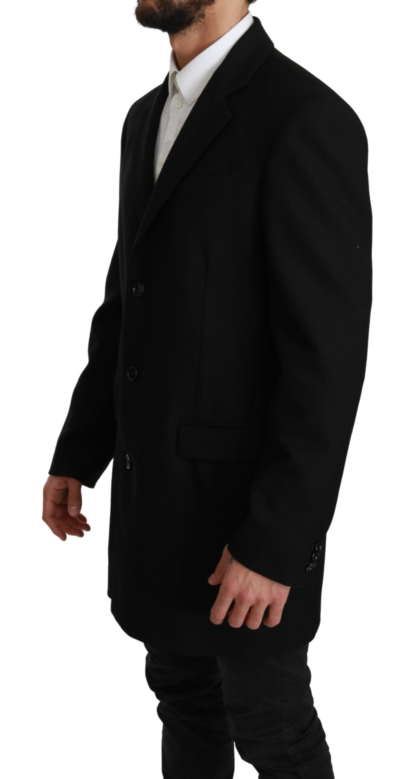 Elegant Black Wool Formal Blazer - GlamHub Luxury and Icon Brand Clothing