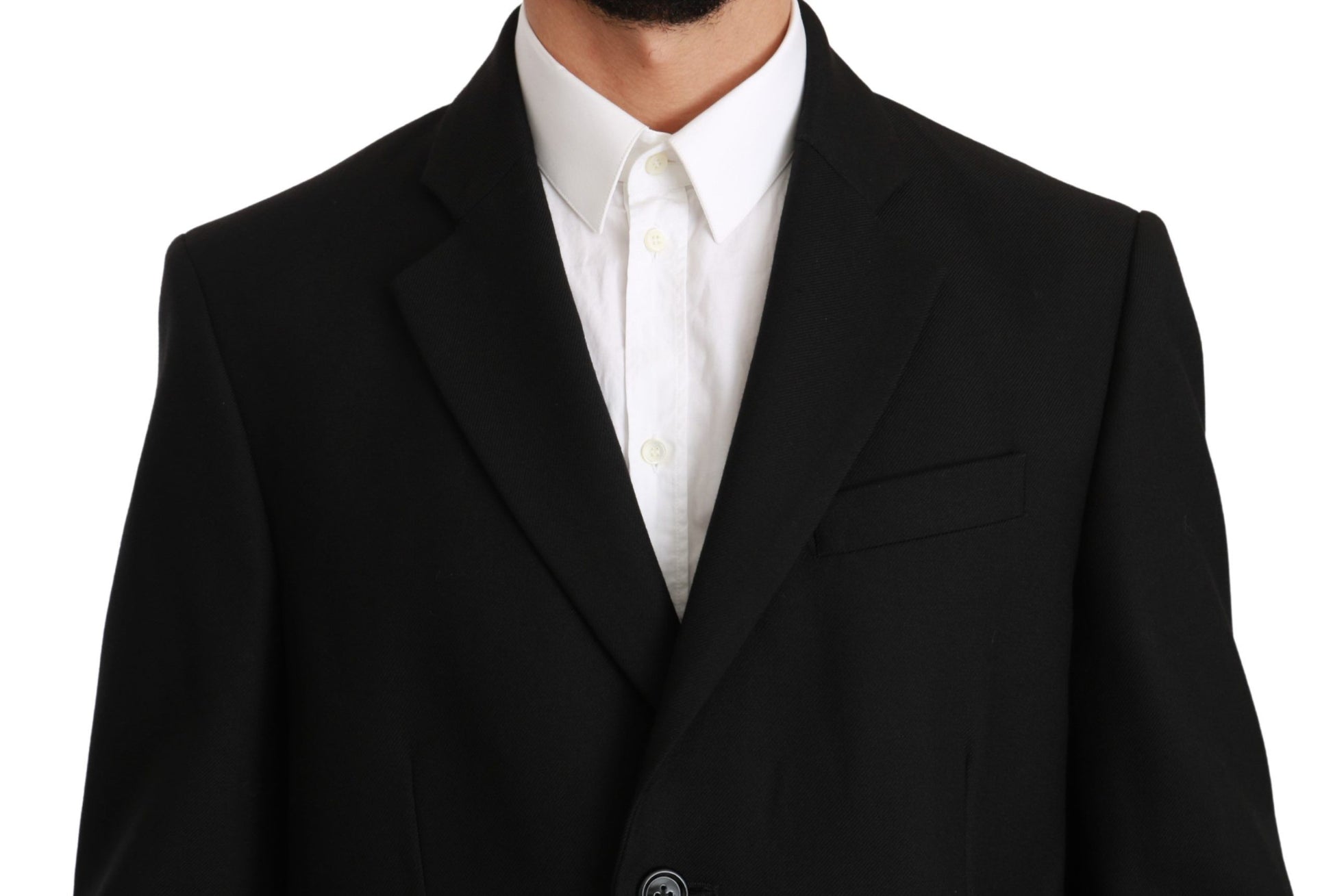 Elegant Black Wool Formal Blazer - GlamHub Luxury and Icon Brand Clothing