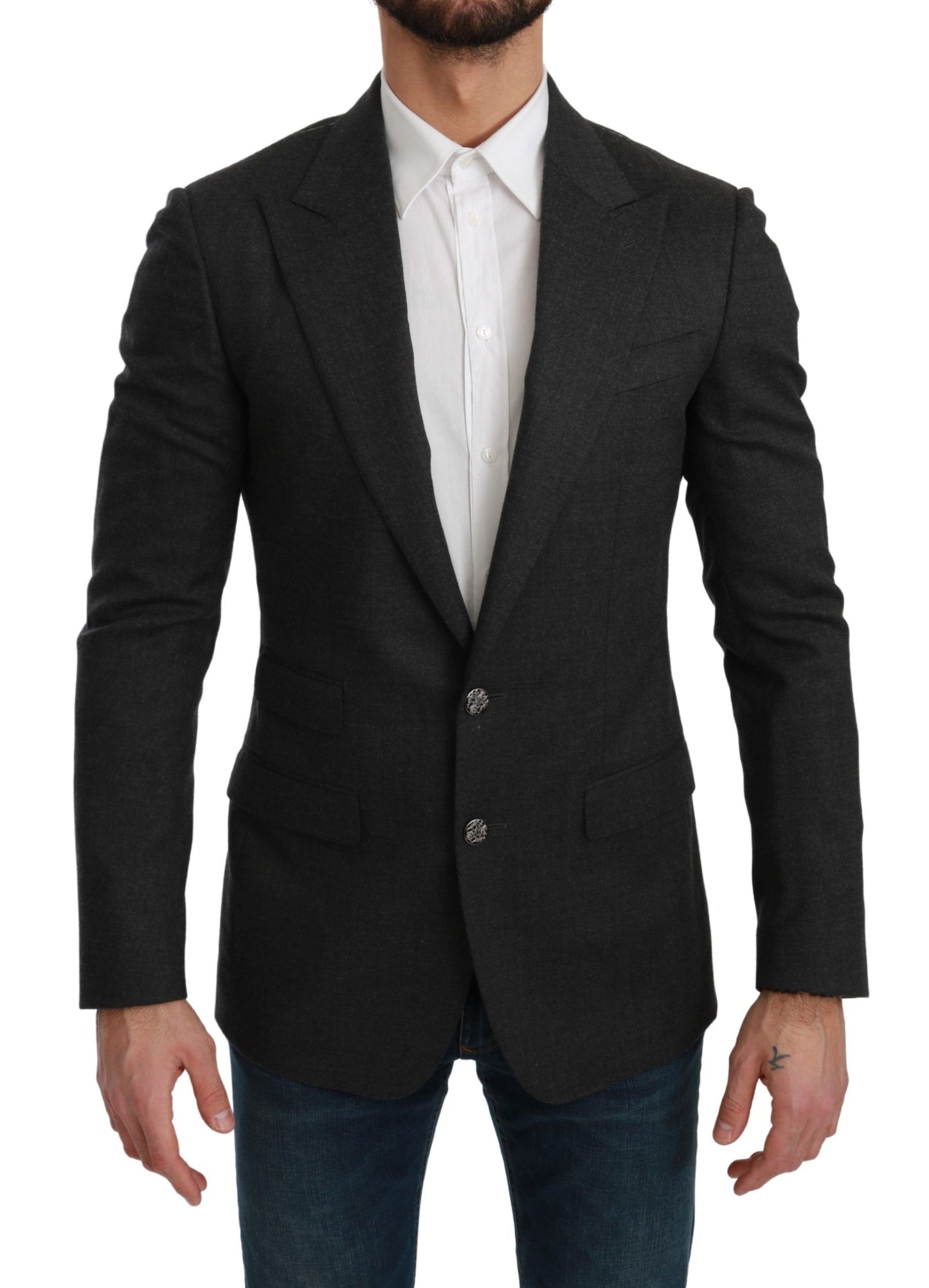 Dolce & Gabbana Elegant Gray Slim Fit Formal Blazer