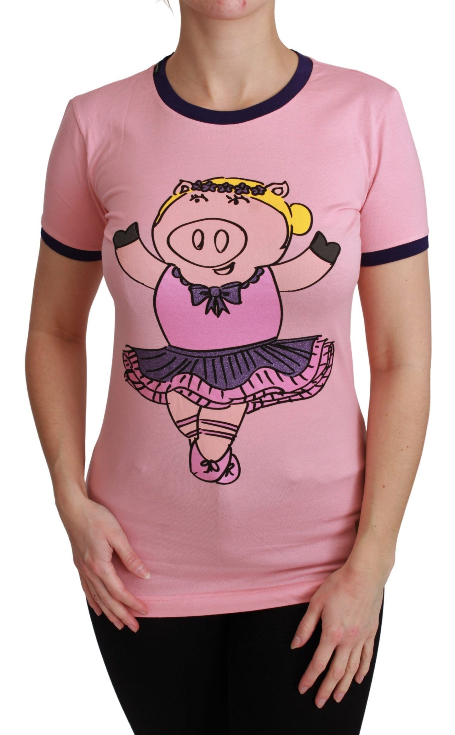 Dolce & Gabbana Pink Crewneck Year of the Pig T-Shirt