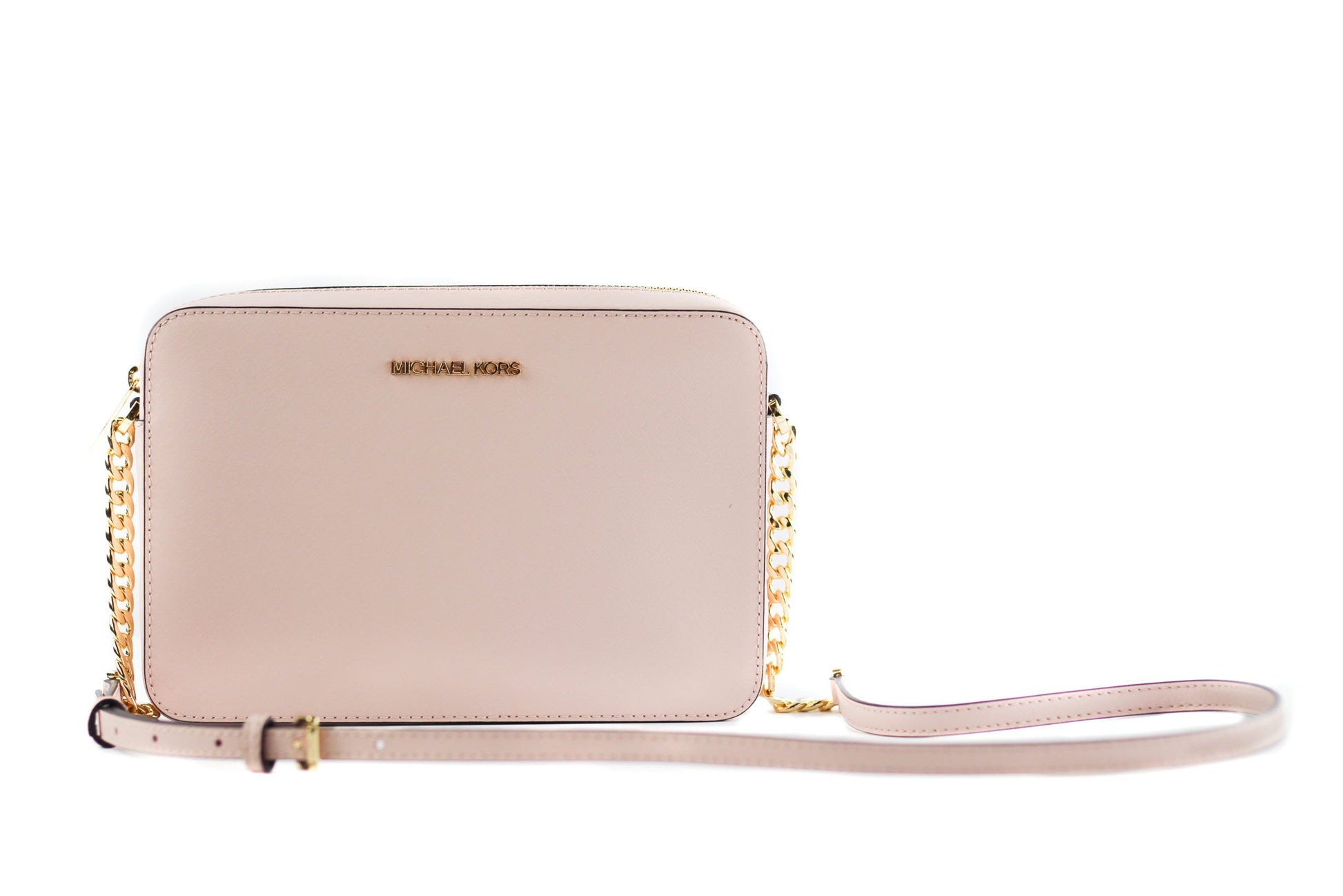 Jet Set Large East West Saffiano Leather Crossbody Bag Handbag (Powder Blush) - GLAMHUB BOUTIQUE 