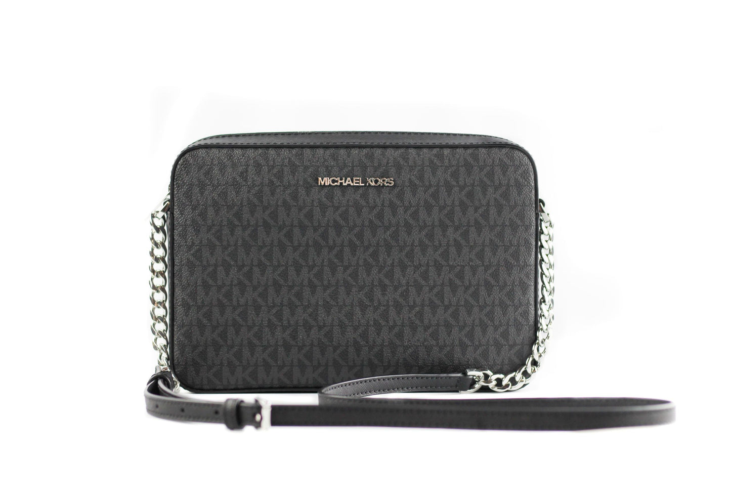 Jet Set Large East West Saffiano Leather Crossbody Bag Handbag [Black Signature] - GLAMHUB BOUTIQUE 