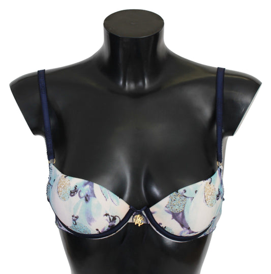 Elegant Push-Up Bra in Blue Print - GLAMHUB BOUTIQUE 