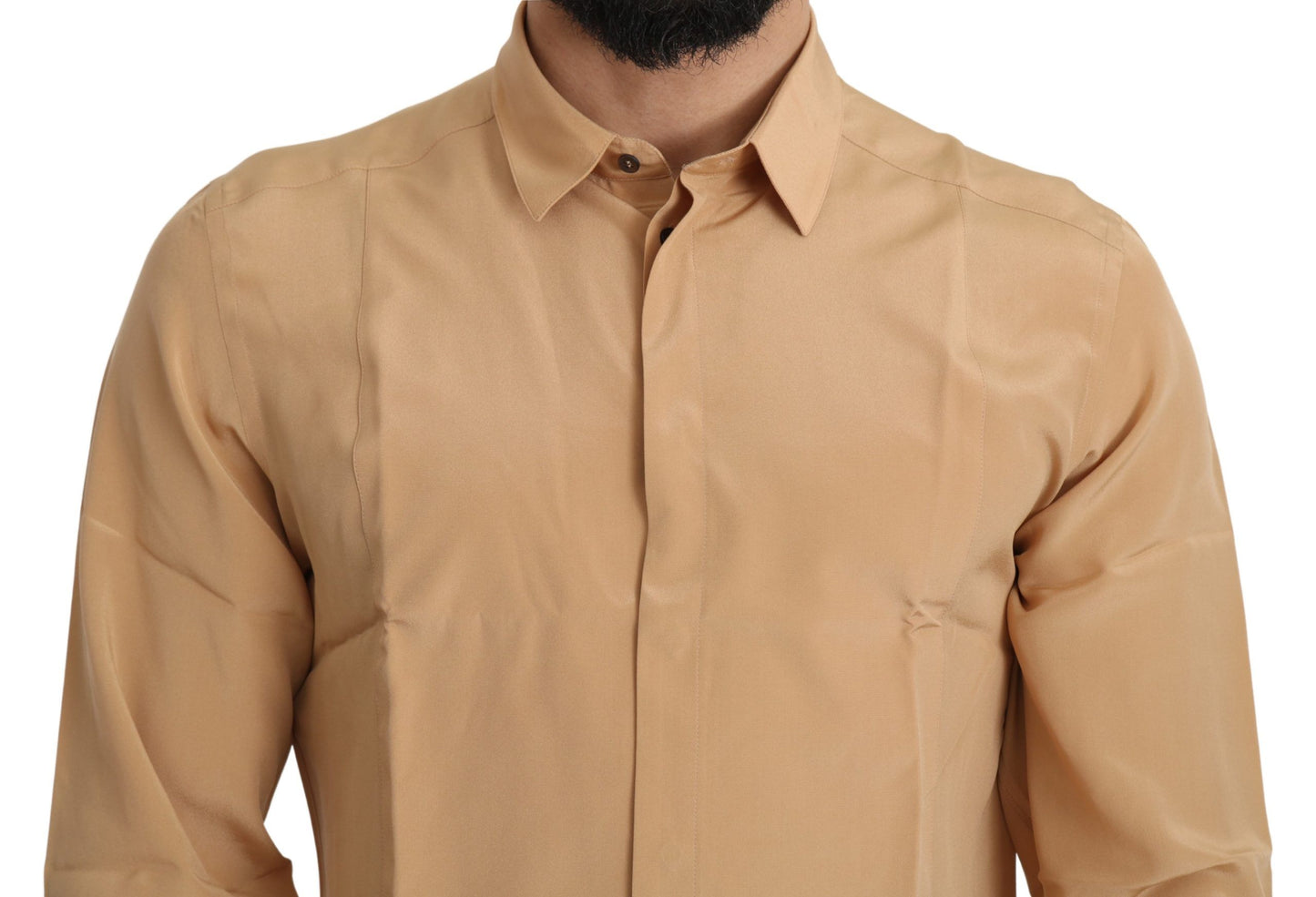 Elegant Yellow Silk Men's Formal Shirt