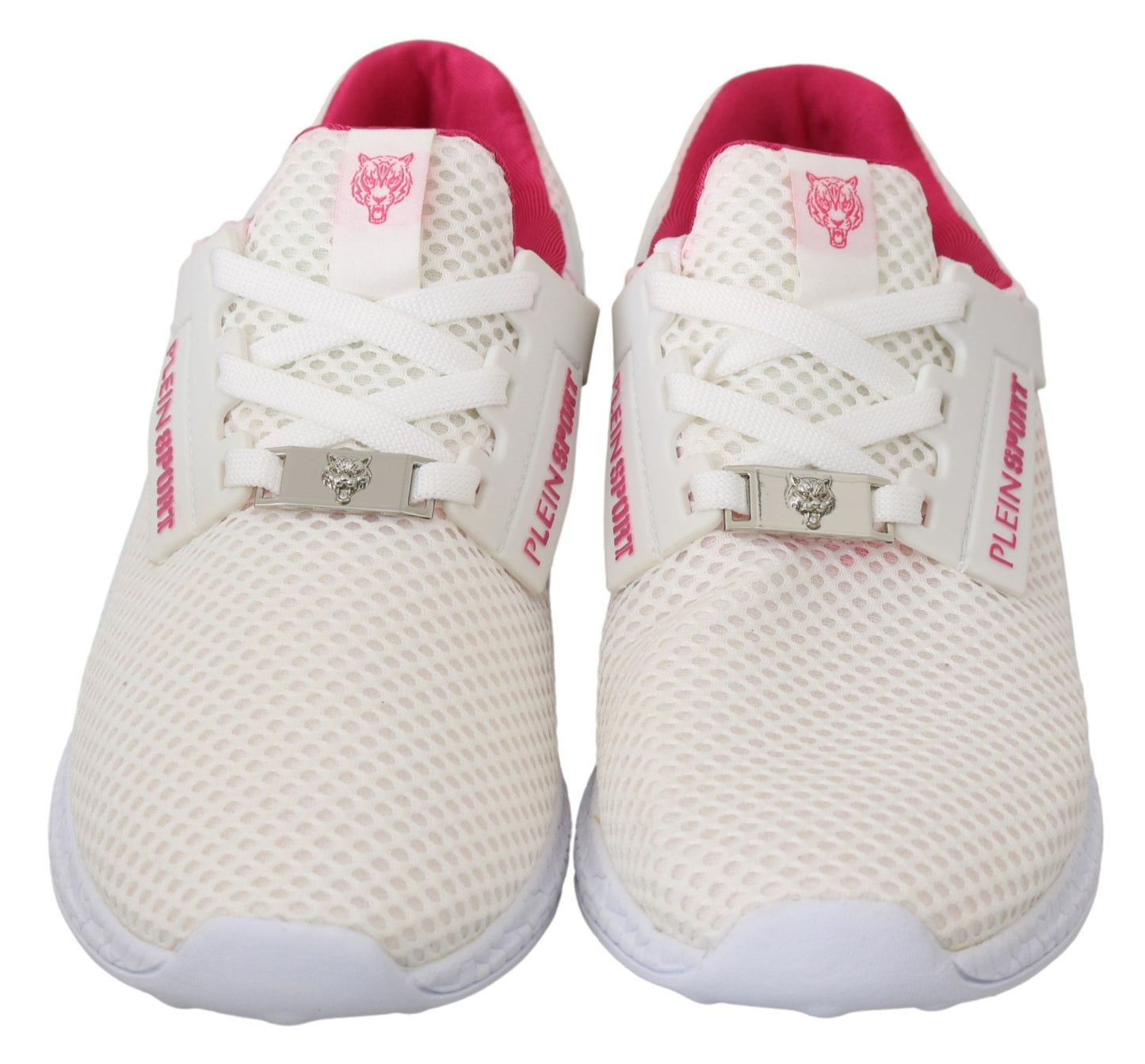 Chic White Becky Sneakers with Pink Accents - GlamHub Luxury and Icon Brand Clothing