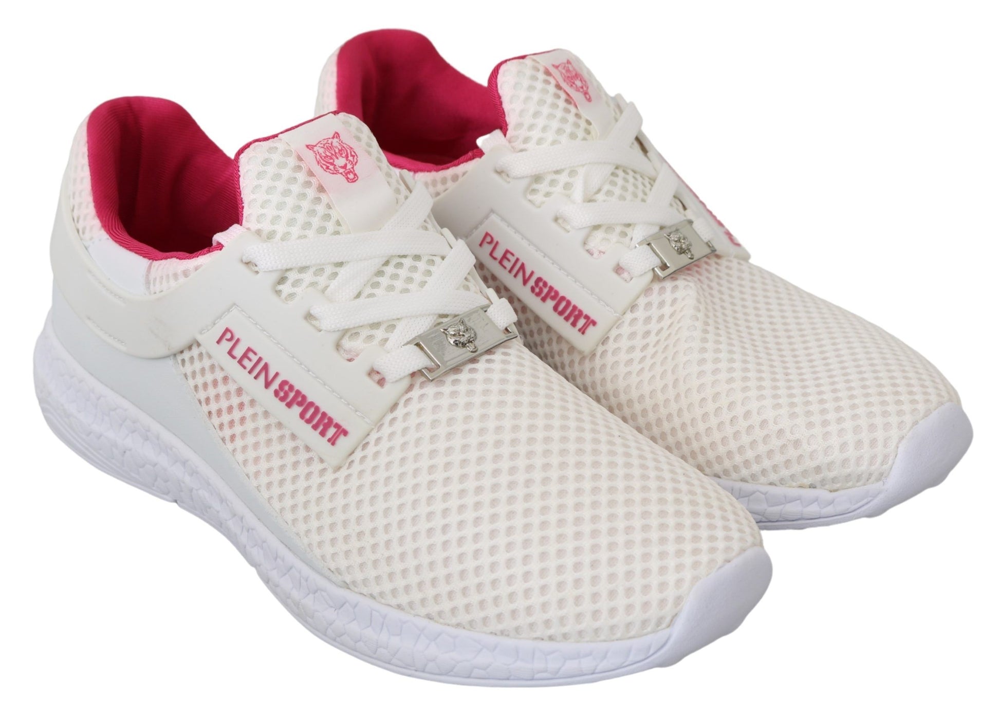 Chic White Becky Sneakers with Pink Accents - GlamHub Luxury and Icon Brand Clothing