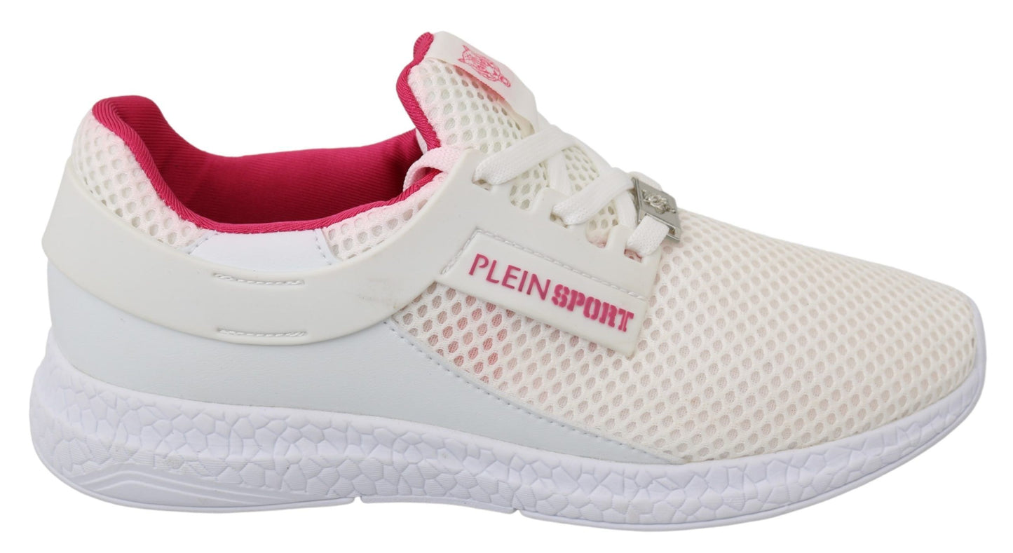 Chic White Becky Sneakers with Pink Accents - GlamHub Luxury and Icon Brand Clothing