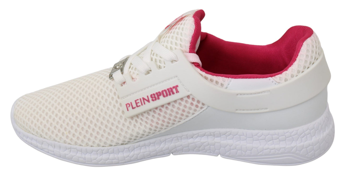 Chic White Becky Sneakers with Pink Accents - GlamHub Luxury and Icon Brand Clothing