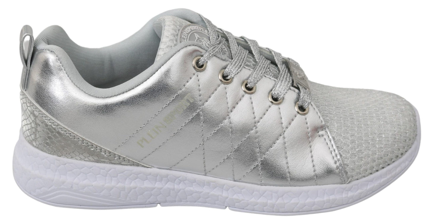 Sleek Silver Sneakers for Trendsetters - GlamHub Luxury and Icon Brand Clothing