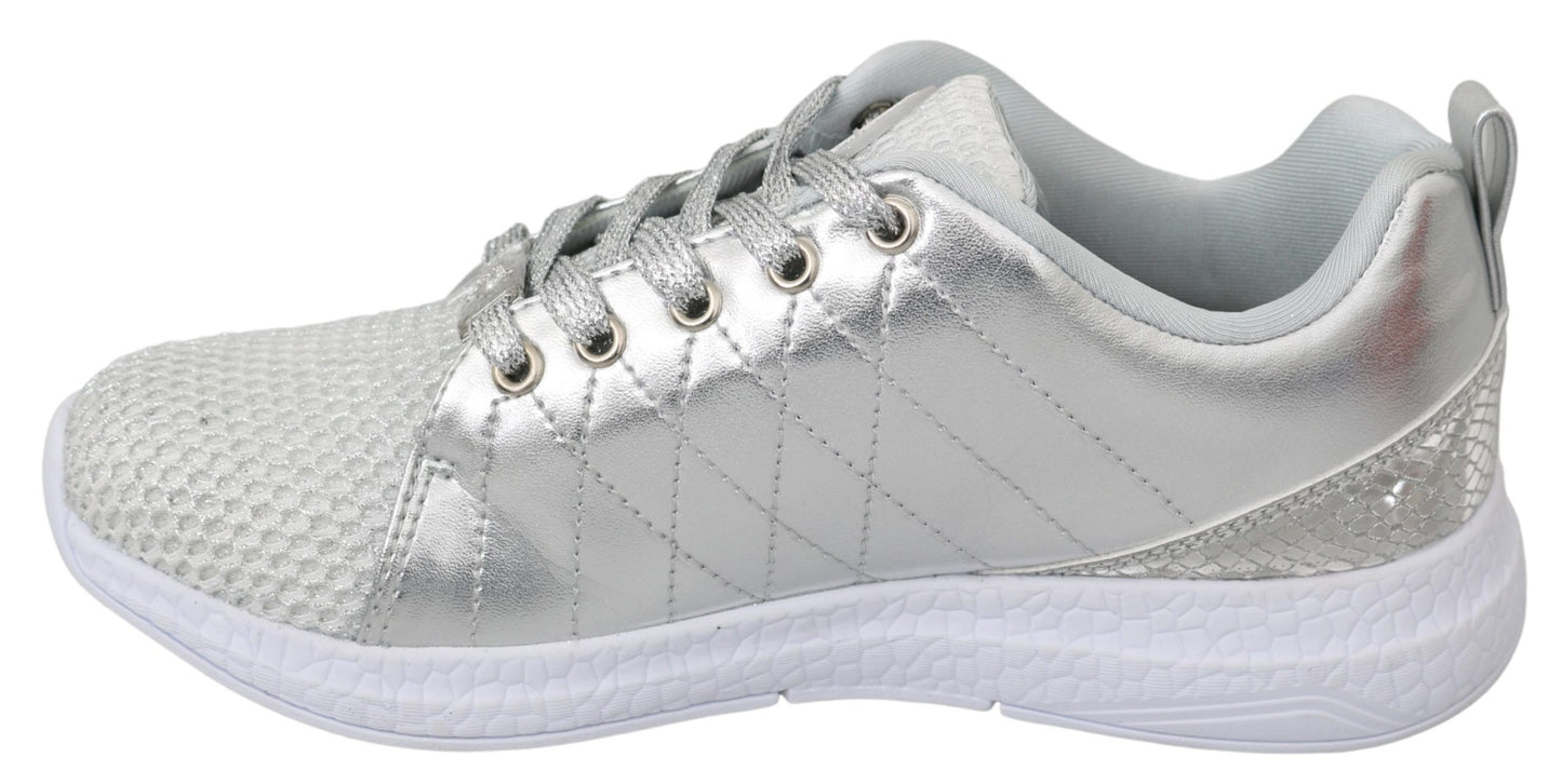 Sleek Silver Sneakers for Trendsetters - GlamHub Luxury and Icon Brand Clothing