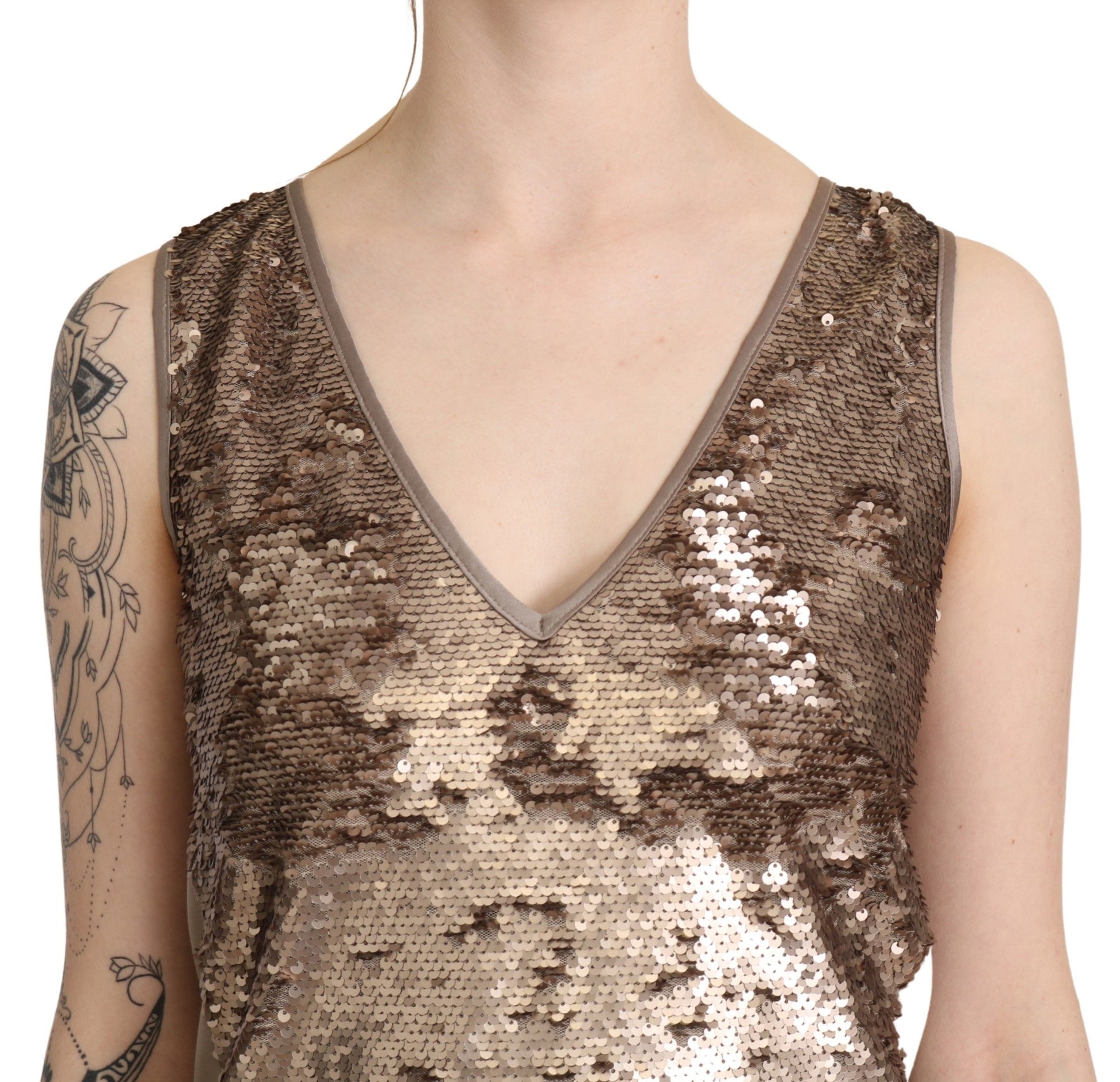 Glamorous V-Neck Sleeveless Sequin Mini Dress - GlamHub Luxury and Icon Brand Clothing