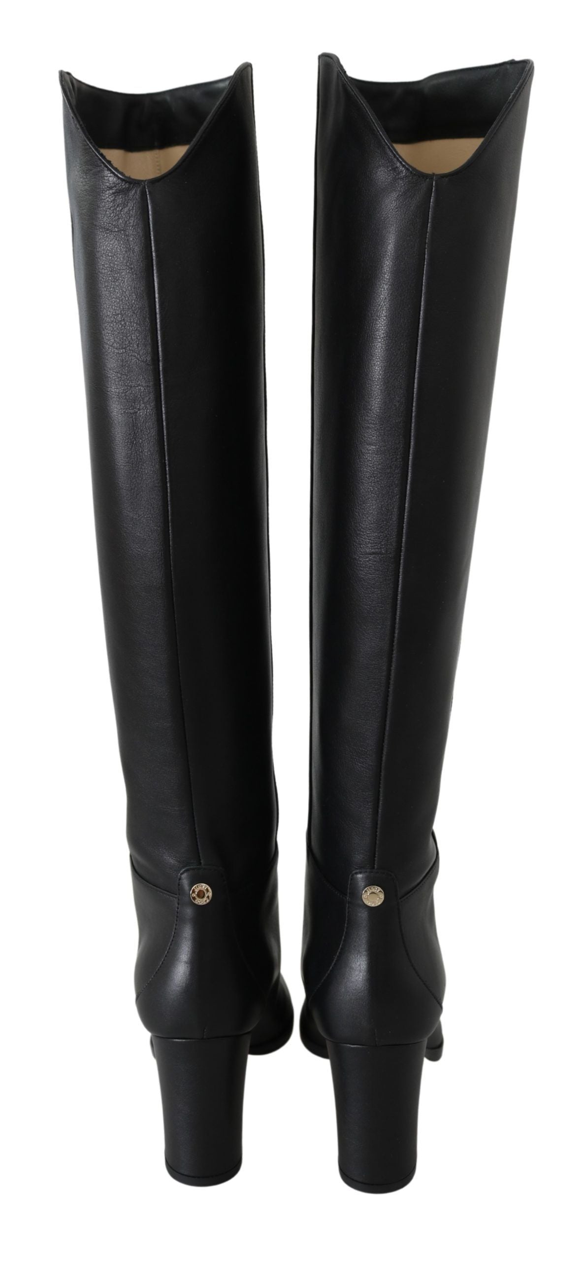 Elegant Black Calf Leather Heeled Boots - GLAMHUB BOUTIQUE 