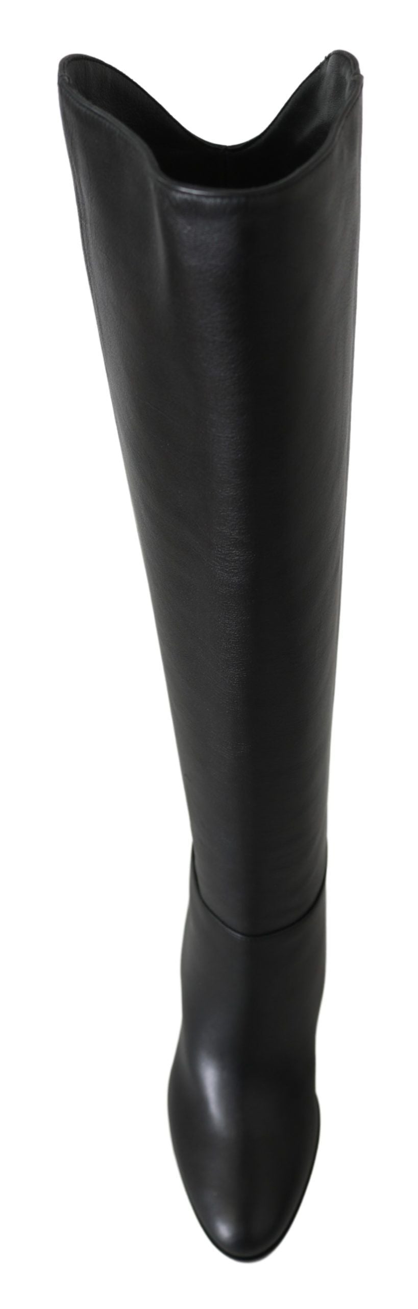 Elegant Black Calf Leather Heeled Boots - GLAMHUB BOUTIQUE 