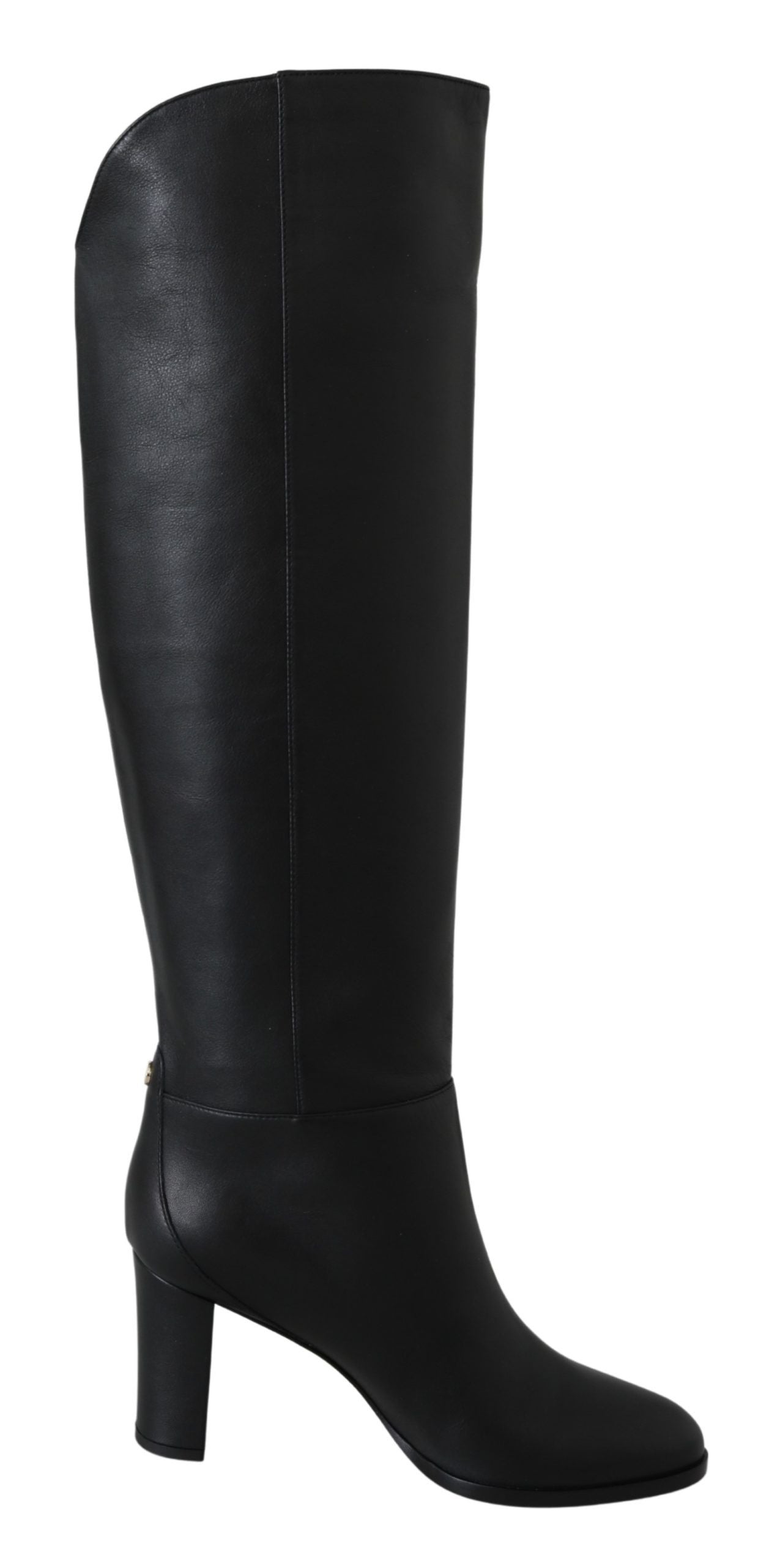 Elegant Black Calf Leather Heeled Boots - GLAMHUB BOUTIQUE 