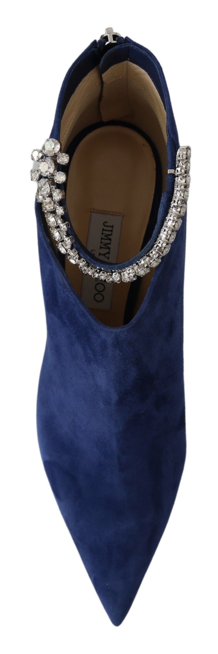 Pop Blue Crystal-Strap Heeled Boots - GLAMHUB BOUTIQUE 