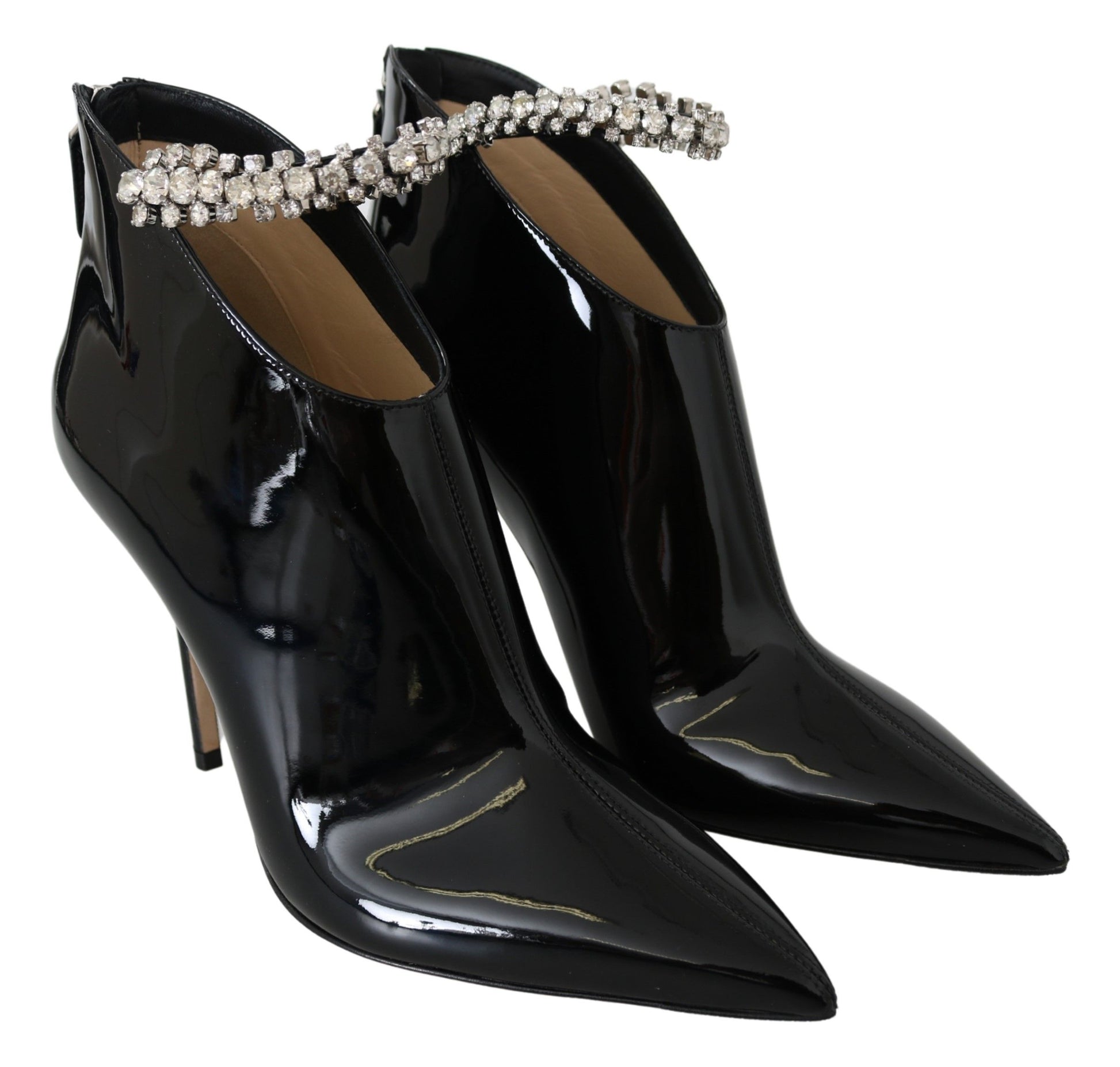 Elegant Black Patent Heeled Boots - GLAMHUB BOUTIQUE 