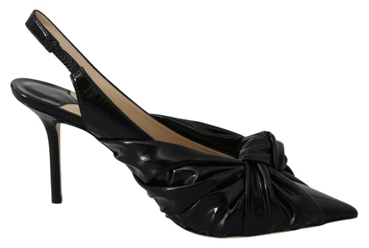 Elegant Black Leather Pointed Toe Pumps - GLAMHUB BOUTIQUE 