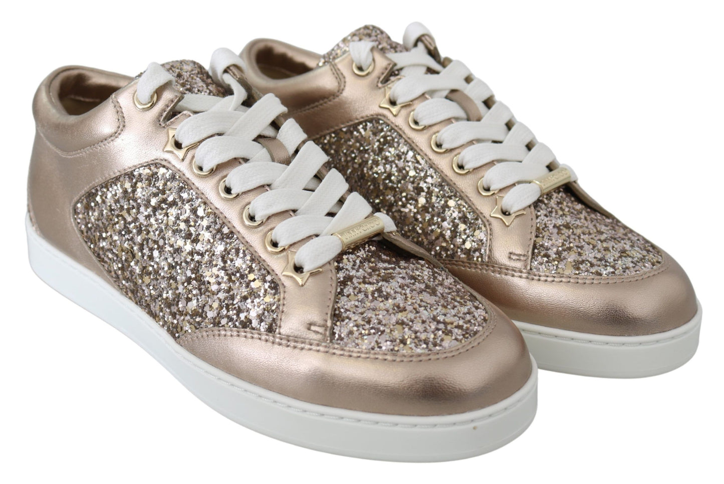 Ballet Pink Glitter Leather Sneakers - GLAMHUB BOUTIQUE 