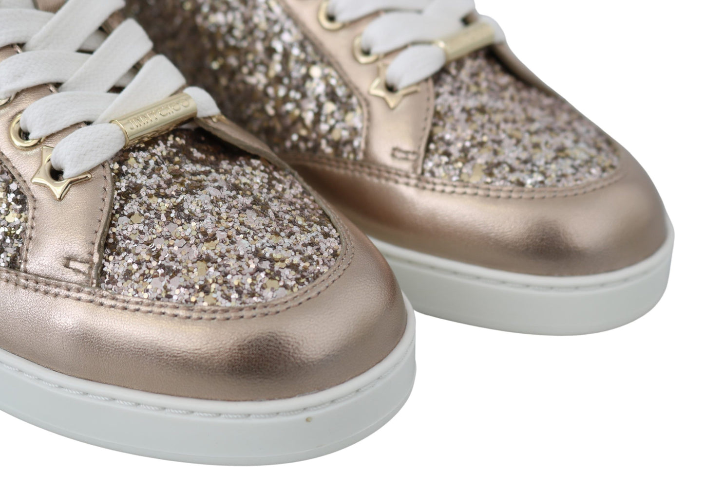 Ballet Pink Glitter Leather Sneakers - GLAMHUB BOUTIQUE 