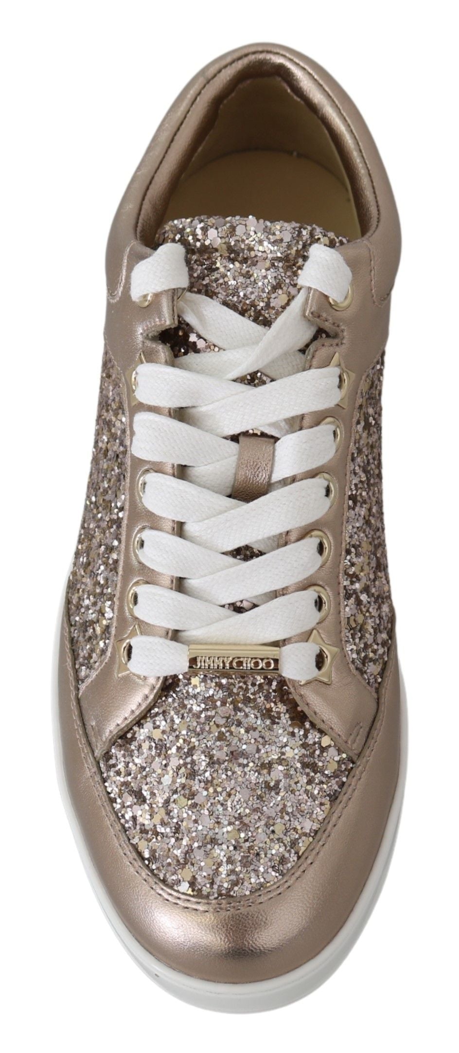 Ballet Pink Glitter Leather Sneakers - GLAMHUB BOUTIQUE 