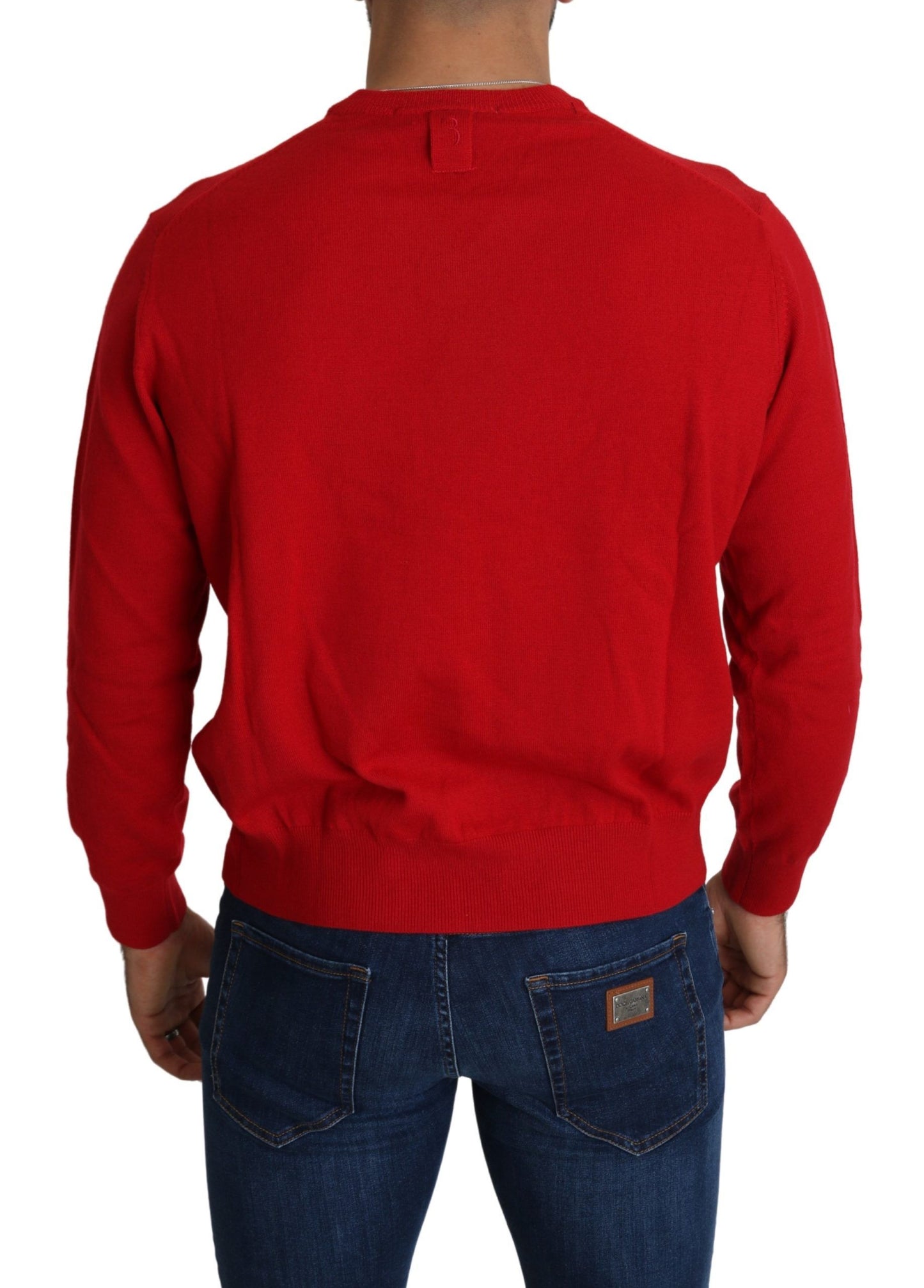 Iconic Embroidered Red Wool Sweater - GLAMHUB BOUTIQUE 