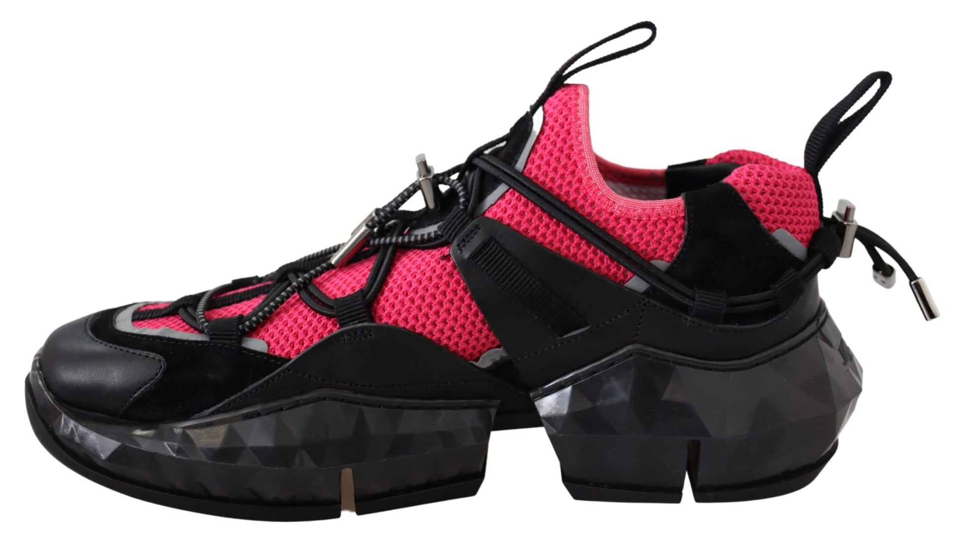 Electric Elegance Leather Mesh Sneakers - GLAMHUB BOUTIQUE 