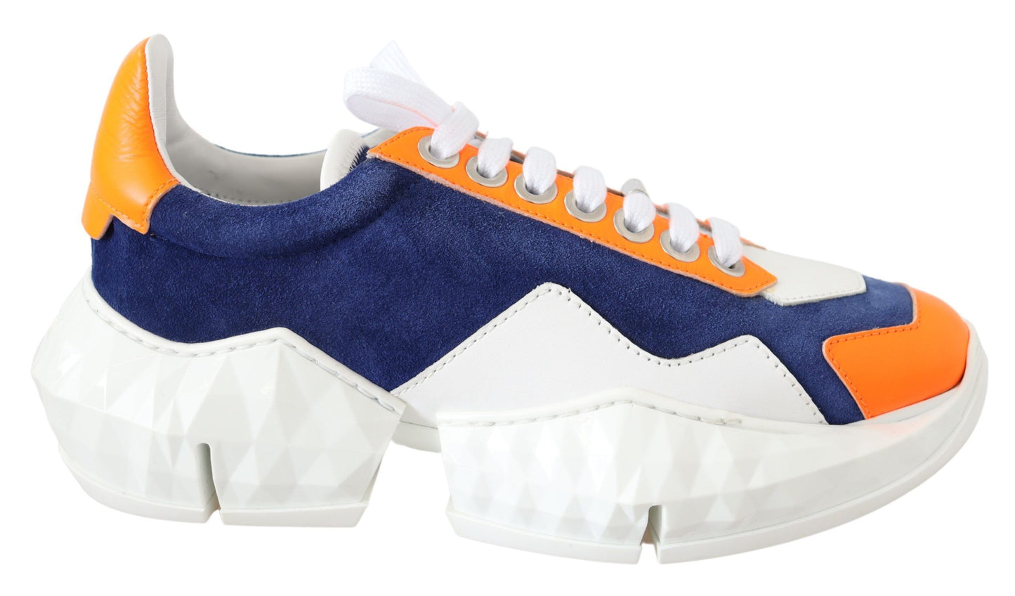 Electric Elegance Leather Mix Sneakers - GLAMHUB BOUTIQUE 