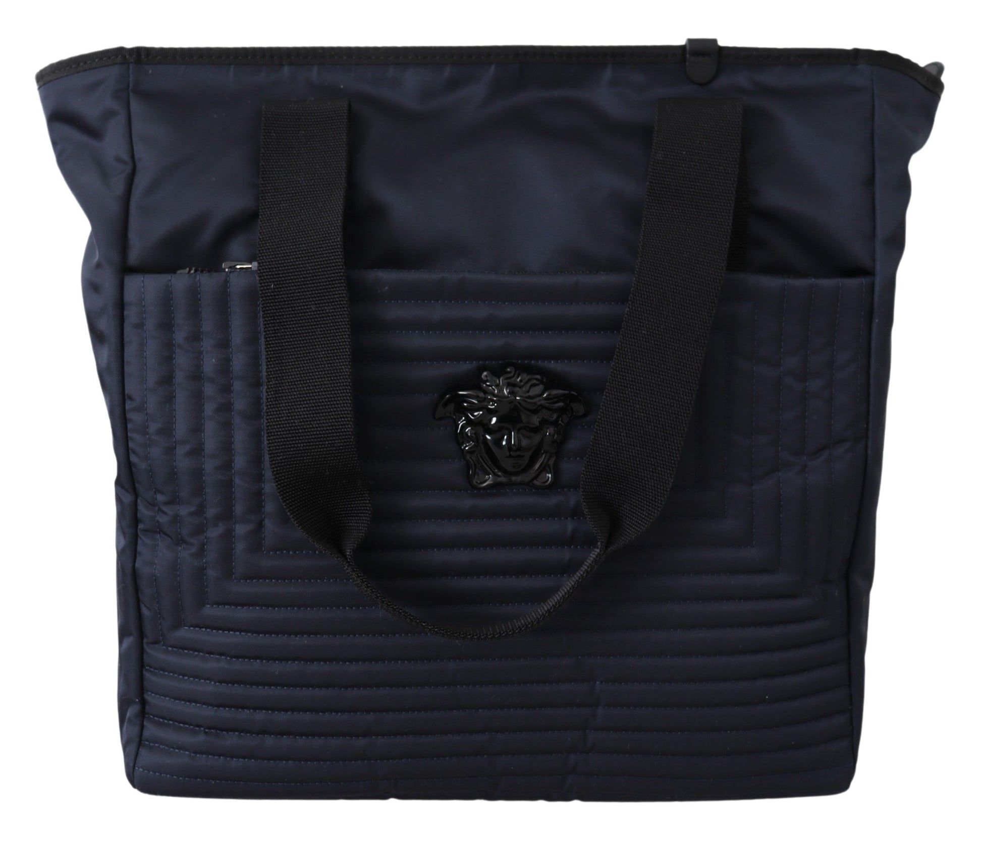 Elegant Blue Nylon Tote Bag - GLAMHUB BOUTIQUE 