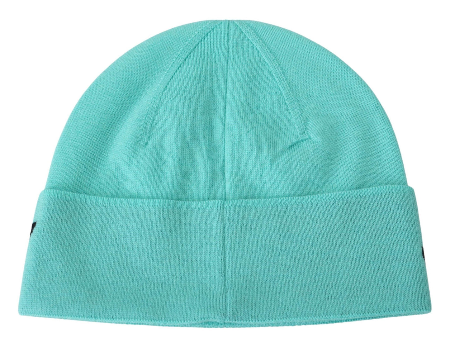 Aquamarine Green Wool Beanie with Signature Logo - GLAMHUB BOUTIQUE 