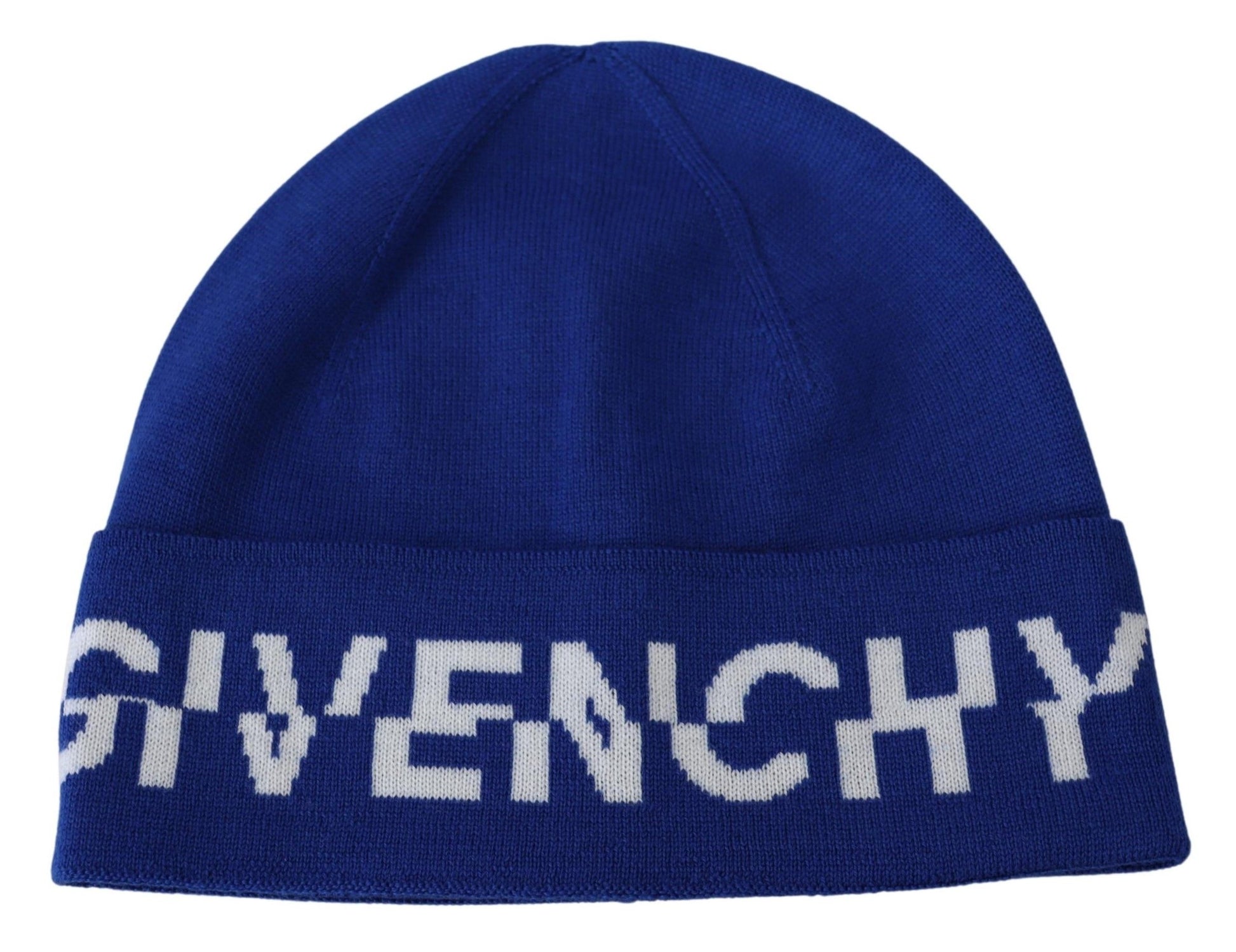 Chic Unisex Cobalt Wool Beanie with Logo Detail - GLAMHUB BOUTIQUE 