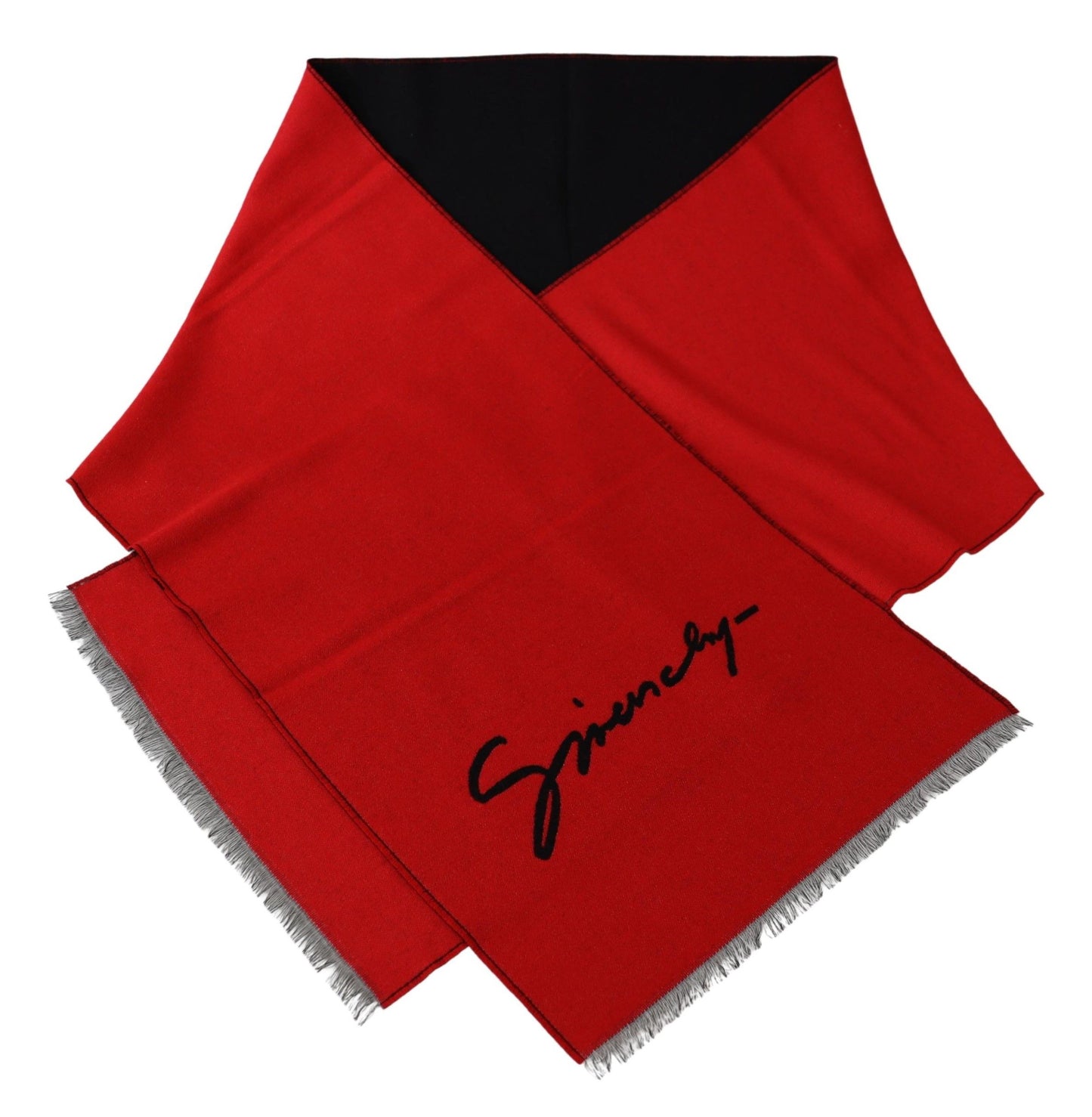 Elegant Red Wool Blend Unisex Scarf - GLAMHUB BOUTIQUE 